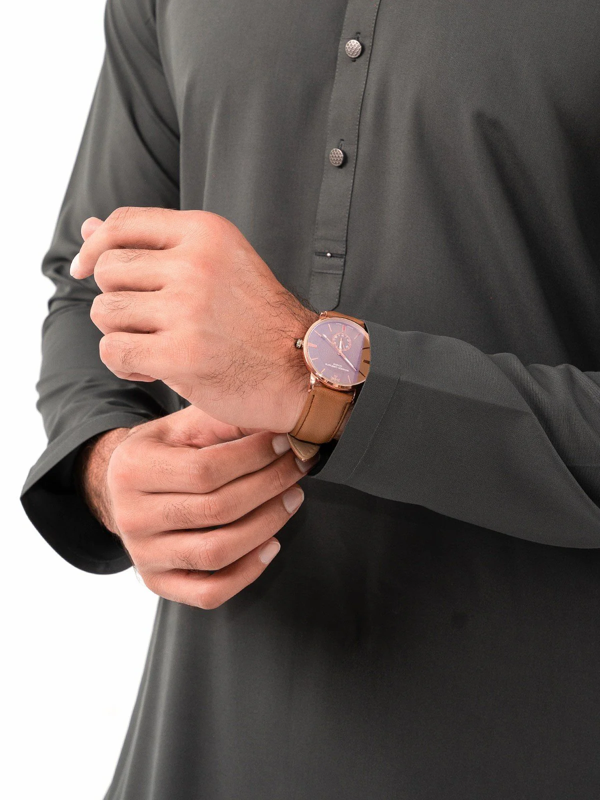 Men's Forest Green Shalwar Kameez - EMTKS23-41054 - Image 5