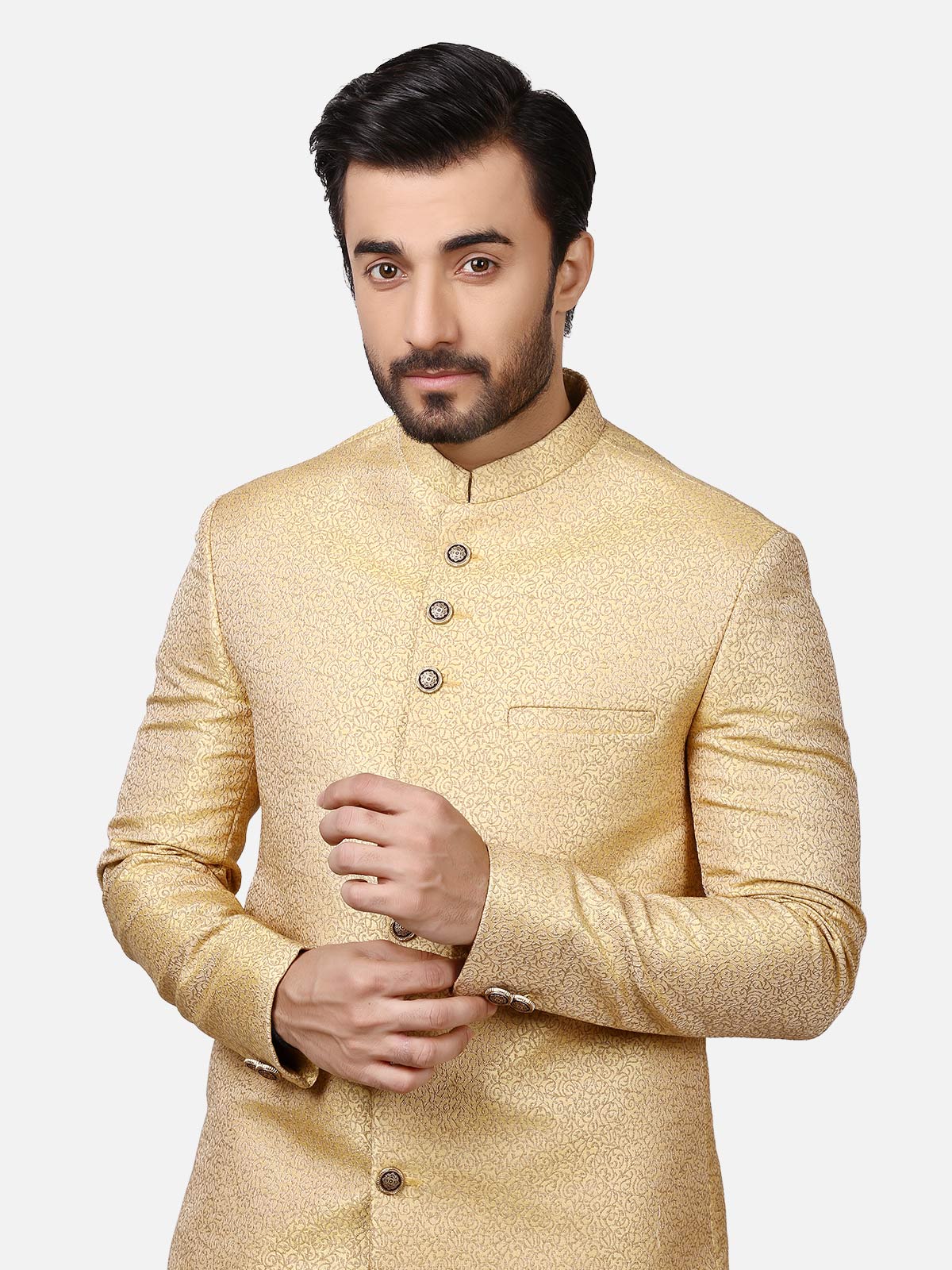 Men's Golden Sherwani - EMTS18-7182 - Image 2