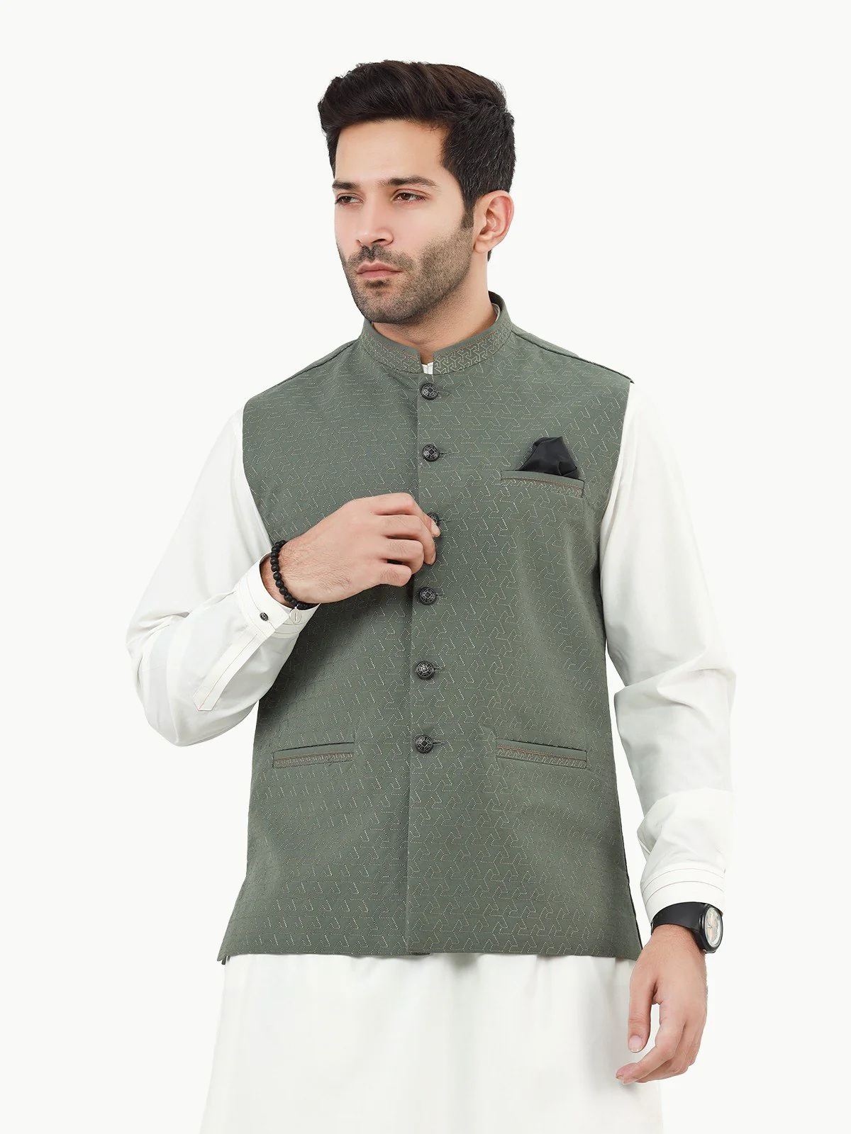 Men's Green Waist Coat Ceremonial - EMTWCC22-140 - Image 2