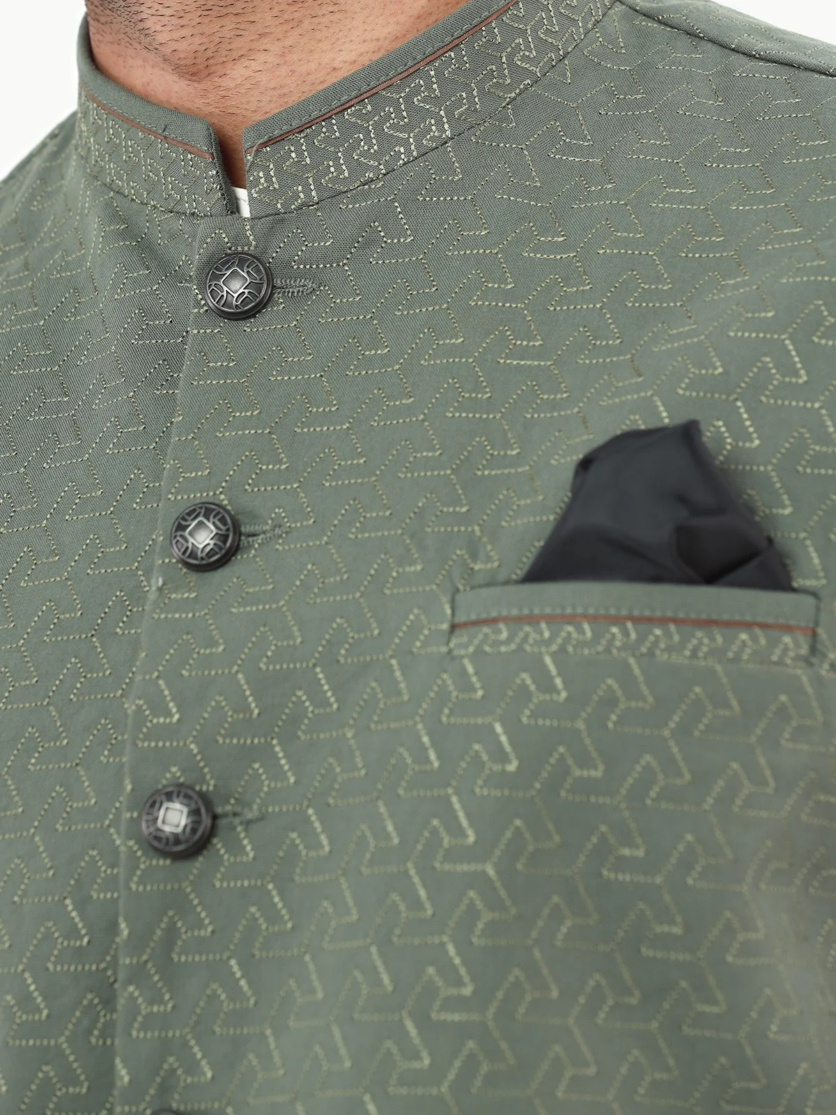 Men's Green Waist Coat Ceremonial - EMTWCC22-140 - Image 4