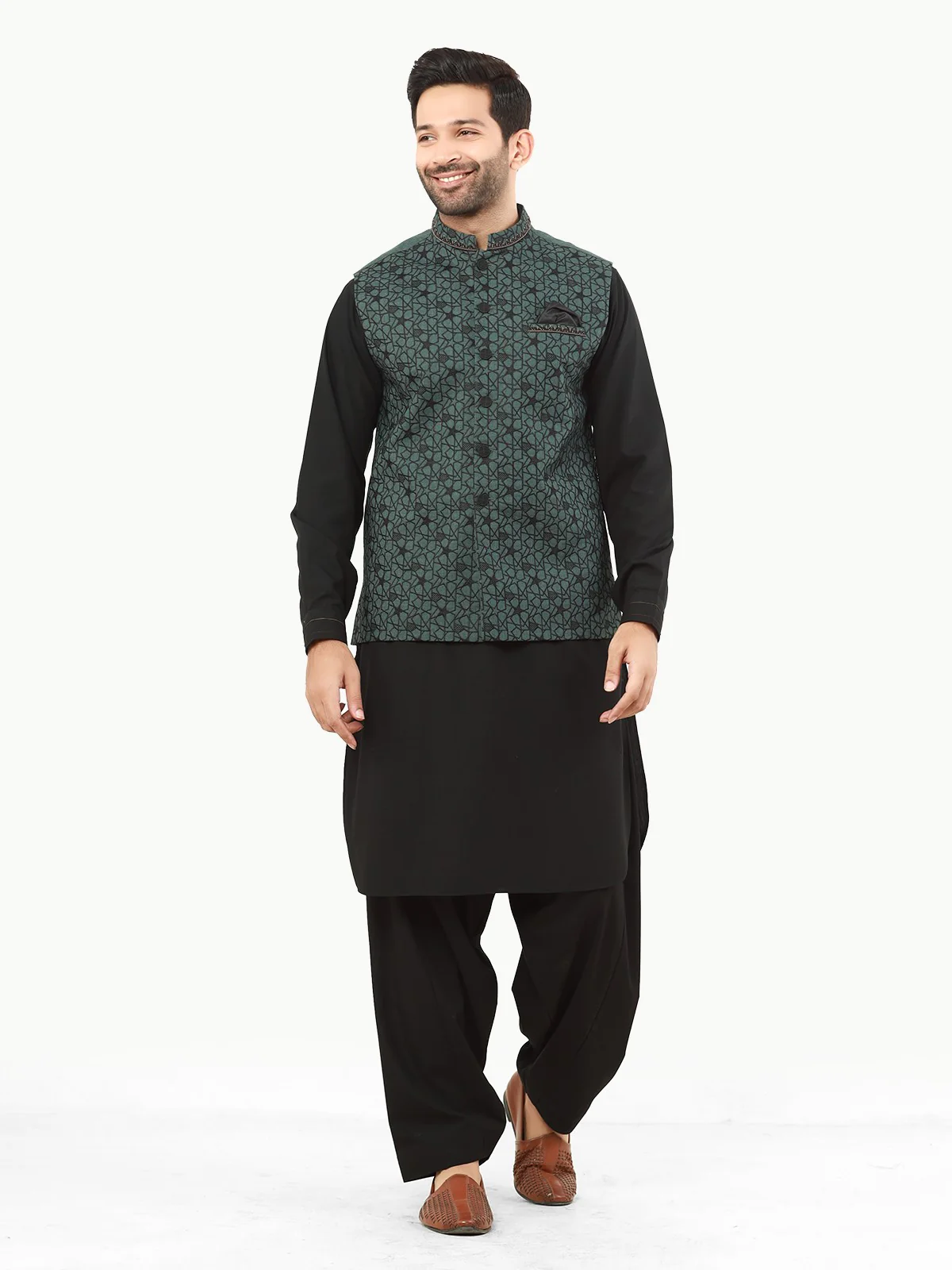 Men's Green Waist Coat Ceremonial - EMTWCC22-145