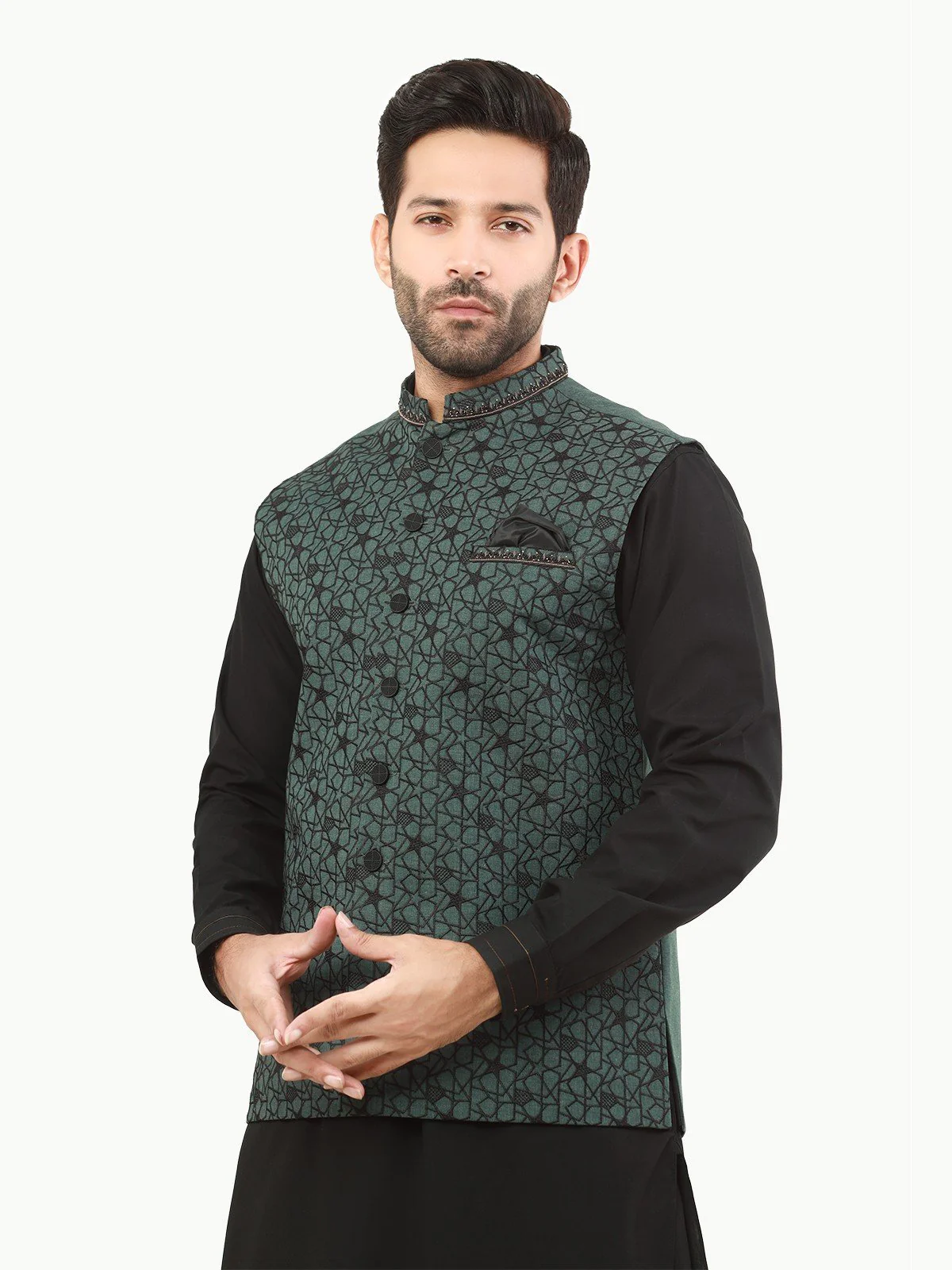 Men's Green Waist Coat Ceremonial - EMTWCC22-145 - Image 2