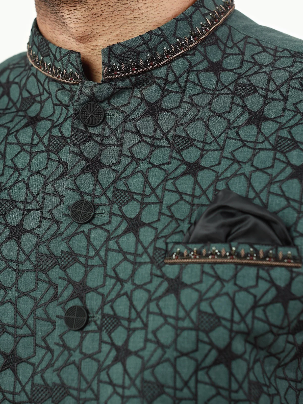 Men's Green Waist Coat Ceremonial - EMTWCC22-145 - Image 3