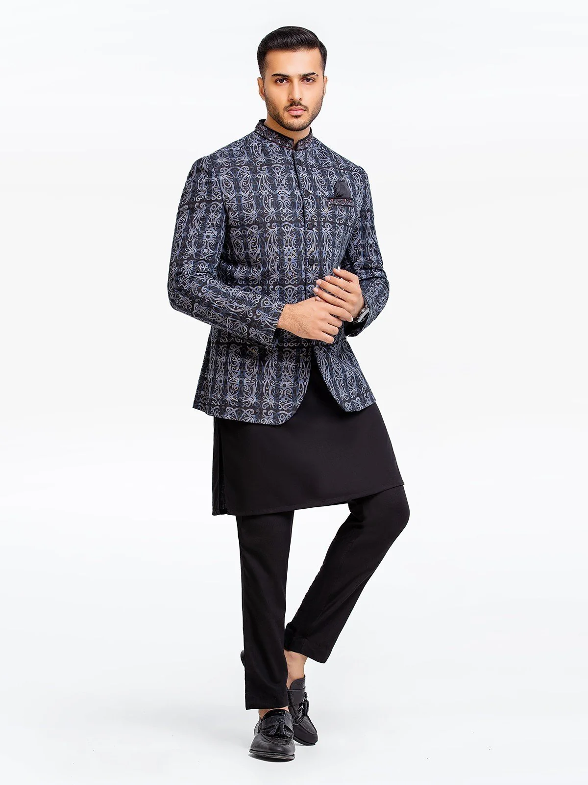 Men's Grey & Black Prince Coat - EMTPC22-002 - Image 3