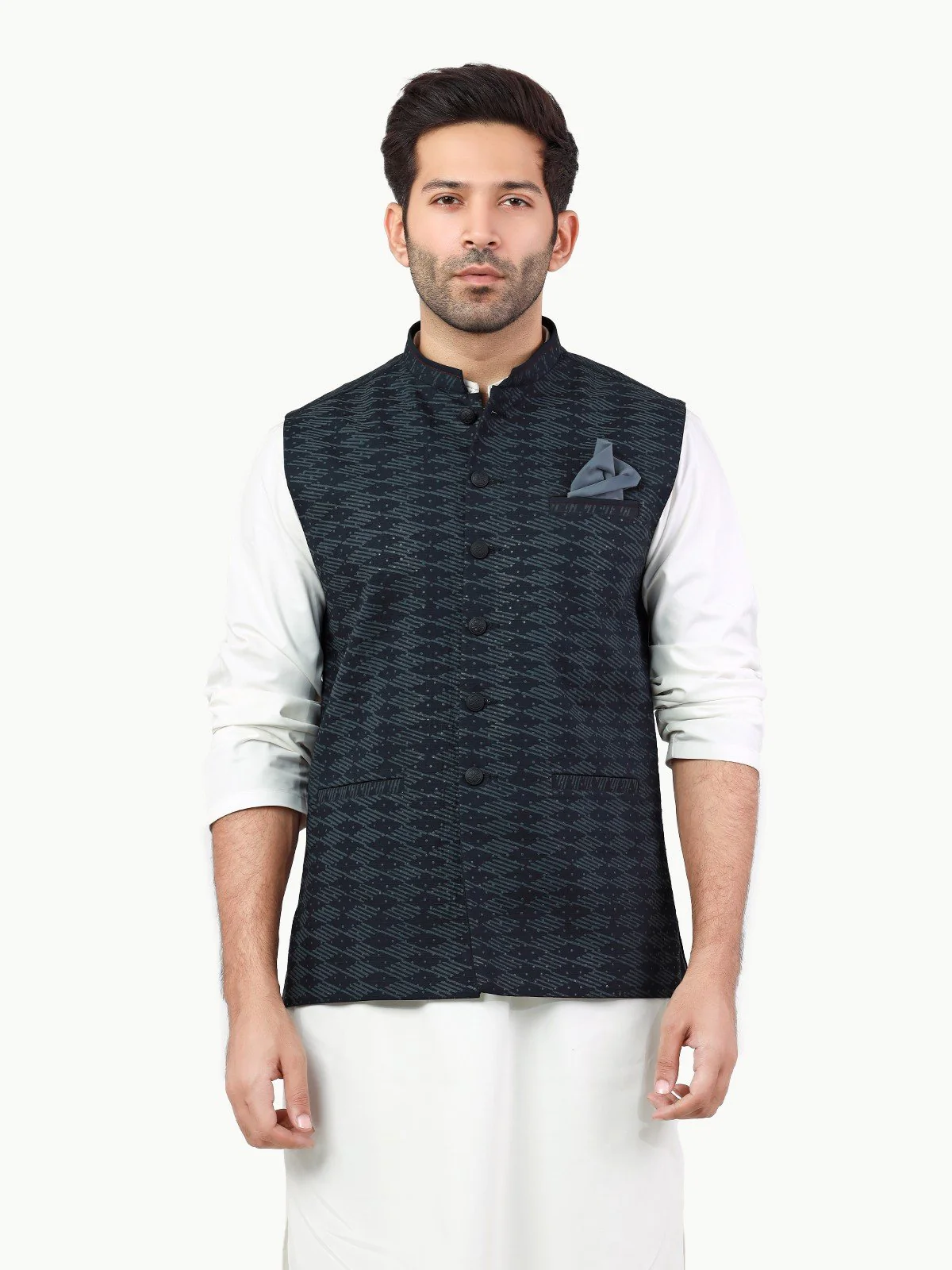 Men's Grey & Black Waist Coat - EMTWC22-35829 - Image 2