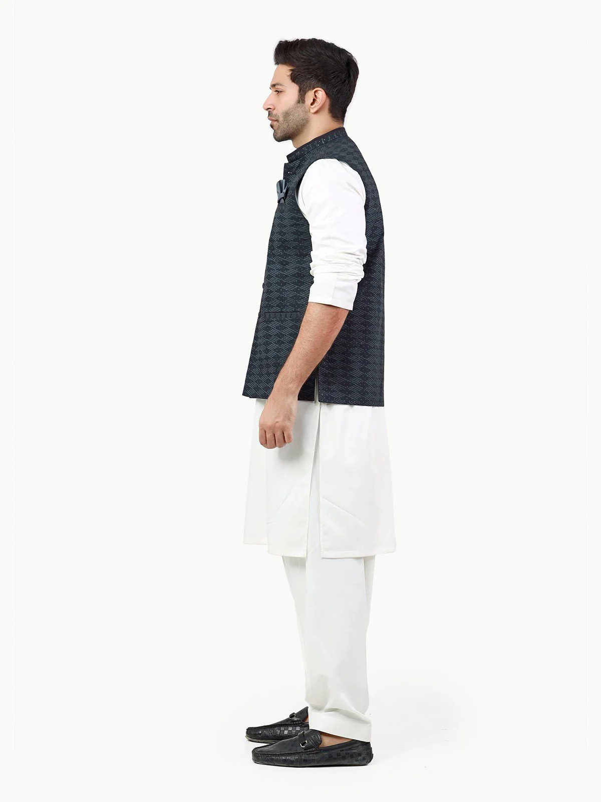 Men's Grey & Black Waist Coat - EMTWC22-35829 - Image 3