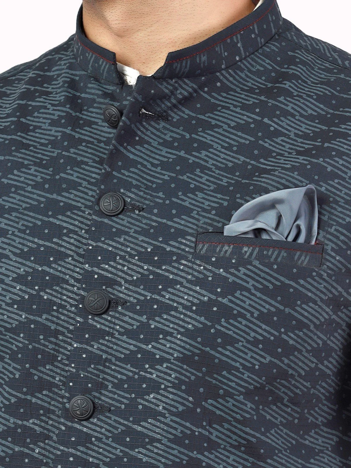 Men's Grey & Black Waist Coat - EMTWC22-35829 - Image 4