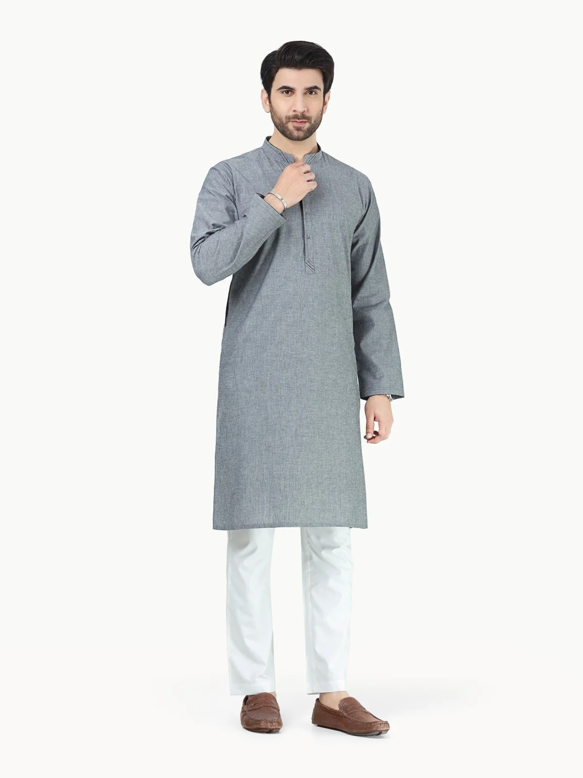 Men's Grey Kurta - EMTK22-99283