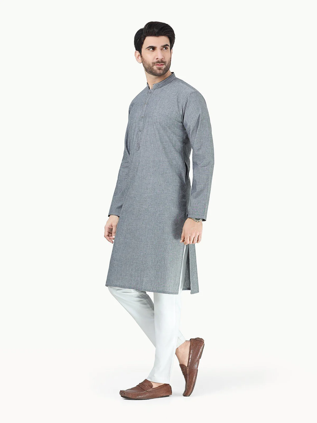 Men's Grey Kurta - EMTK22-99283 - Image 3