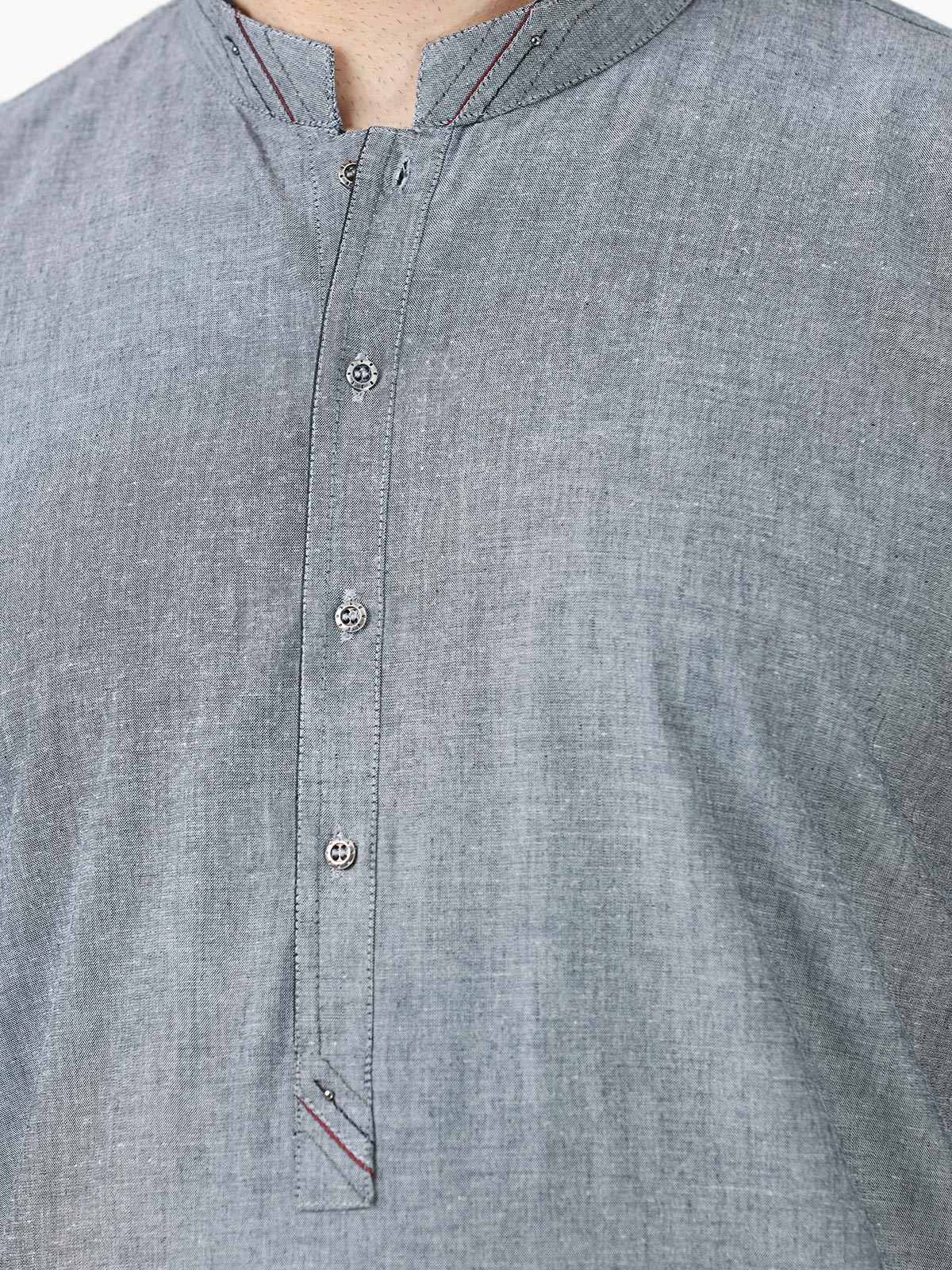 Men's Grey Kurta - EMTK22-99283 - Image 4