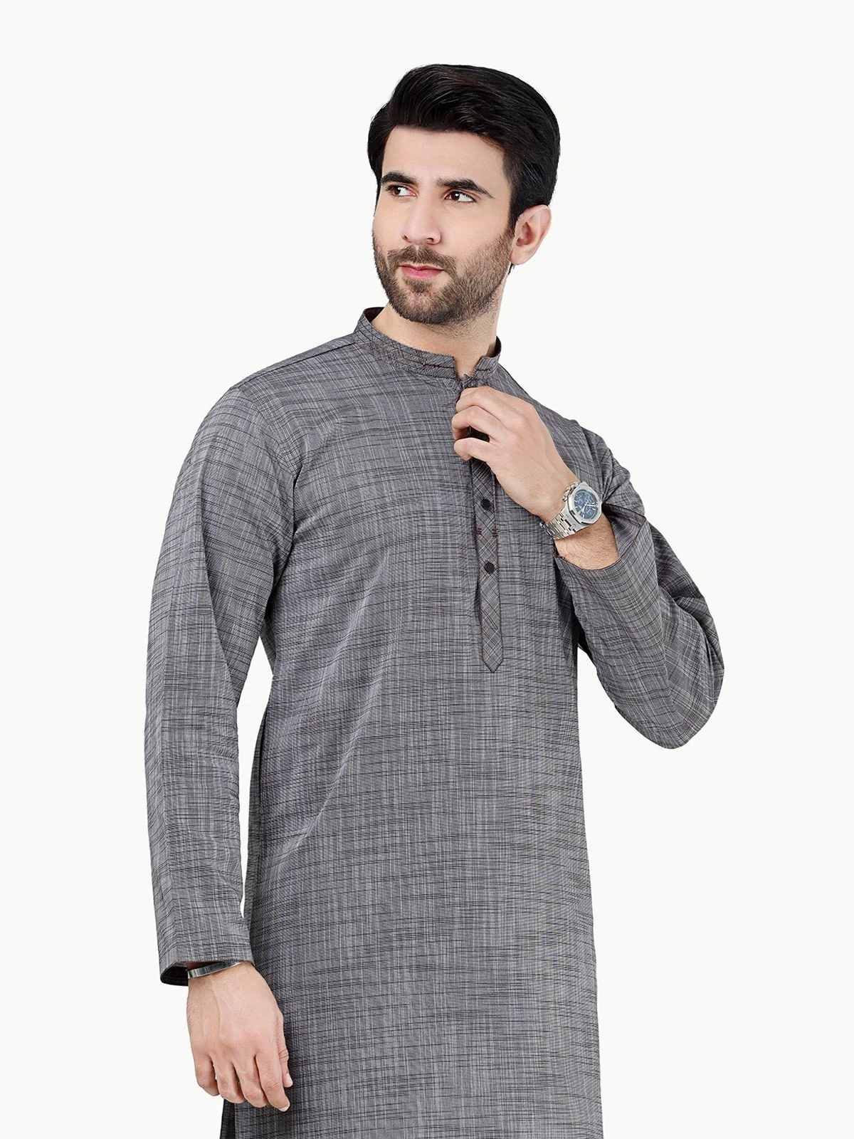 Men's Grey Kurta - EMTK22-99288 - Image 2