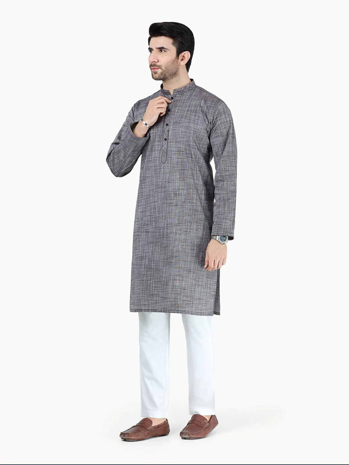 Men's Grey Kurta - EMTK22-99288 - Image 3