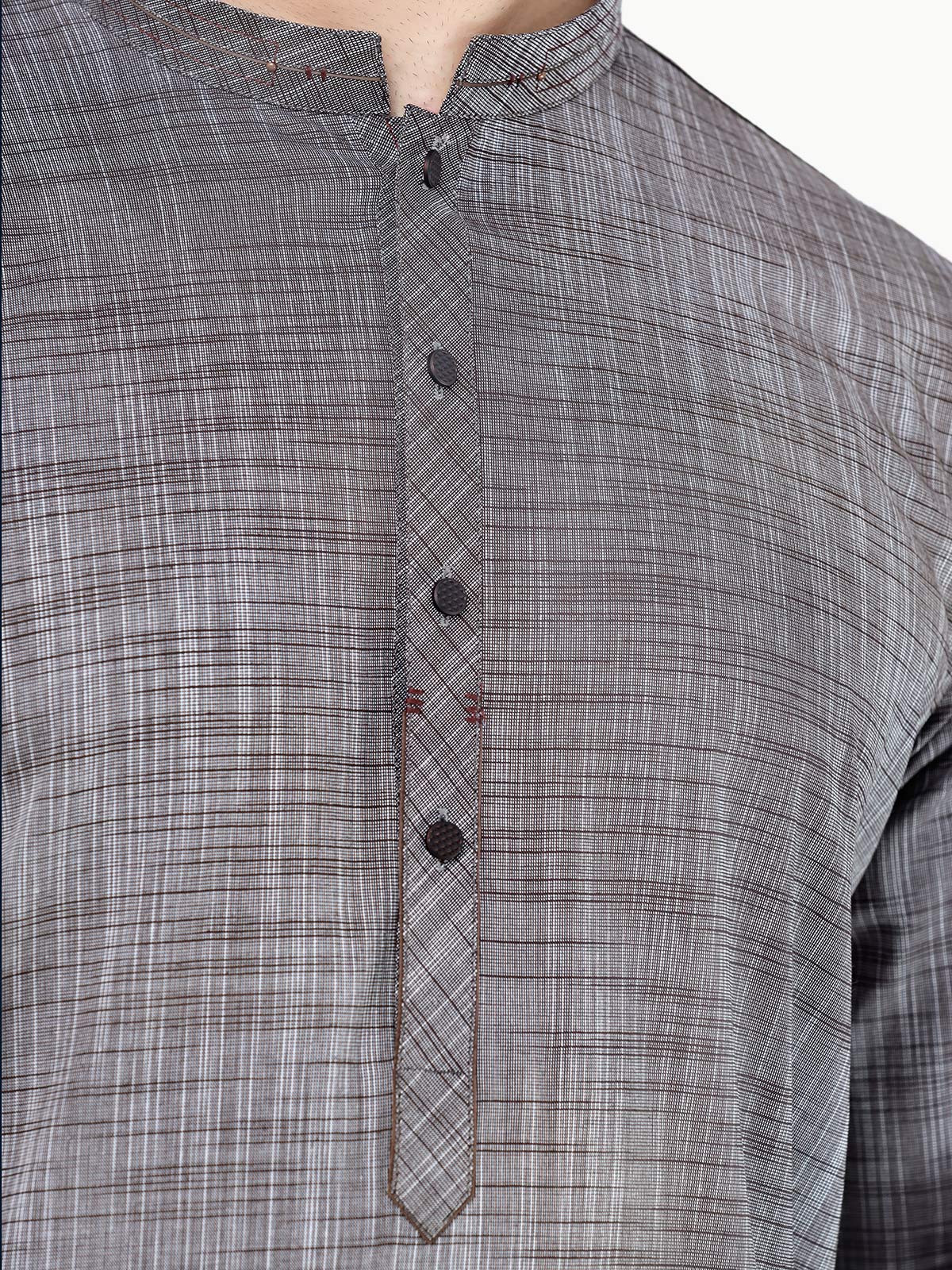 Men's Grey Kurta - EMTK22-99288 - Image 4