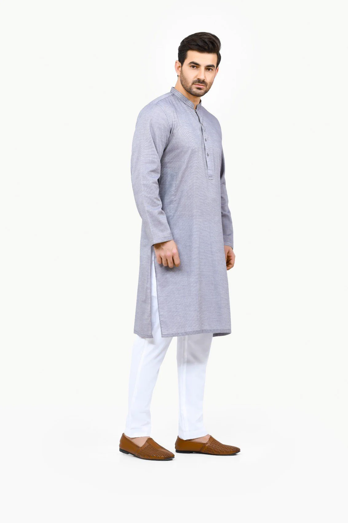 Men's Grey Kurta - EMTK22S-99134 - Image 3