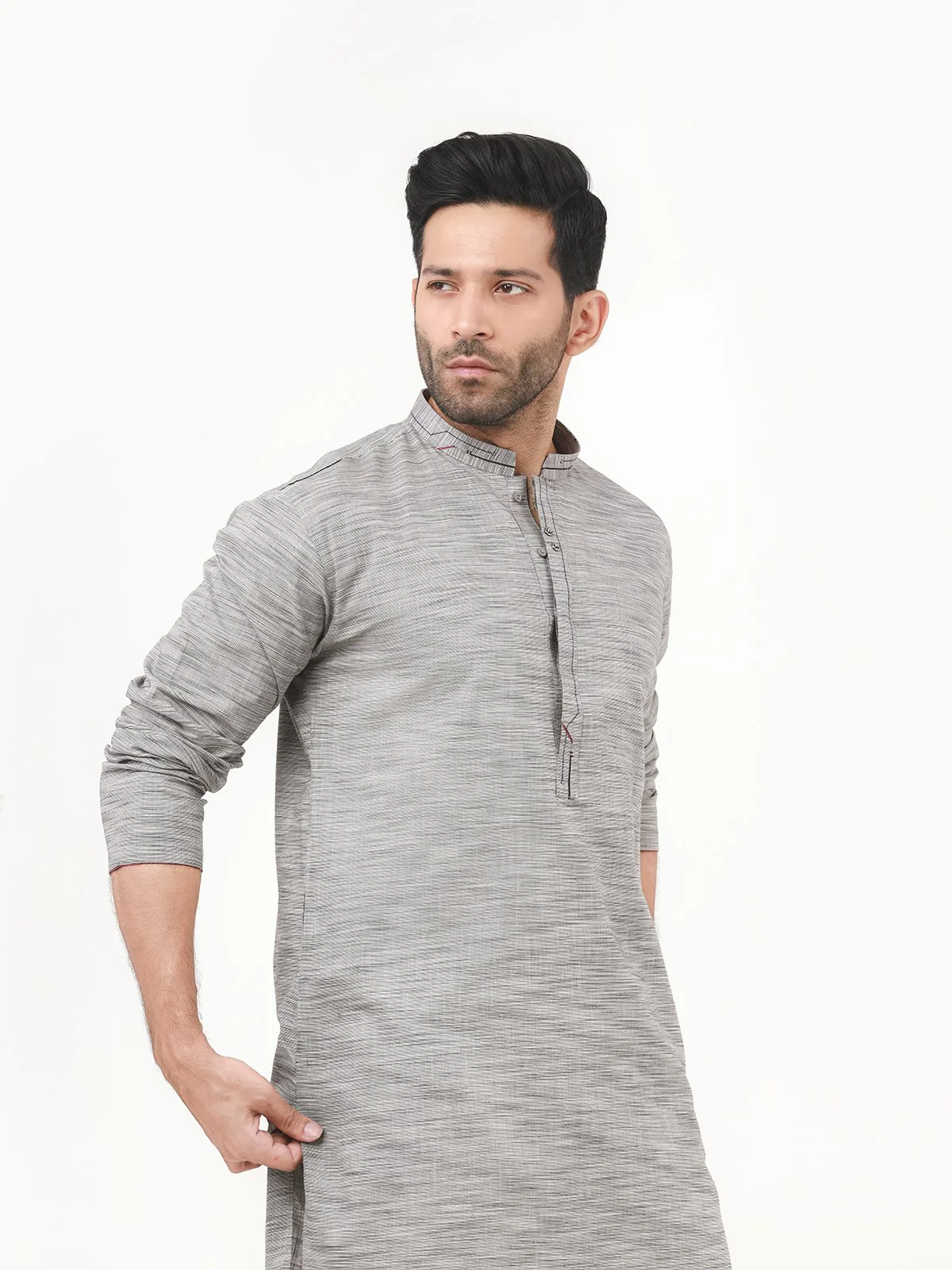 Men's Grey Kurta - EMTK22S-99215 - Image 2