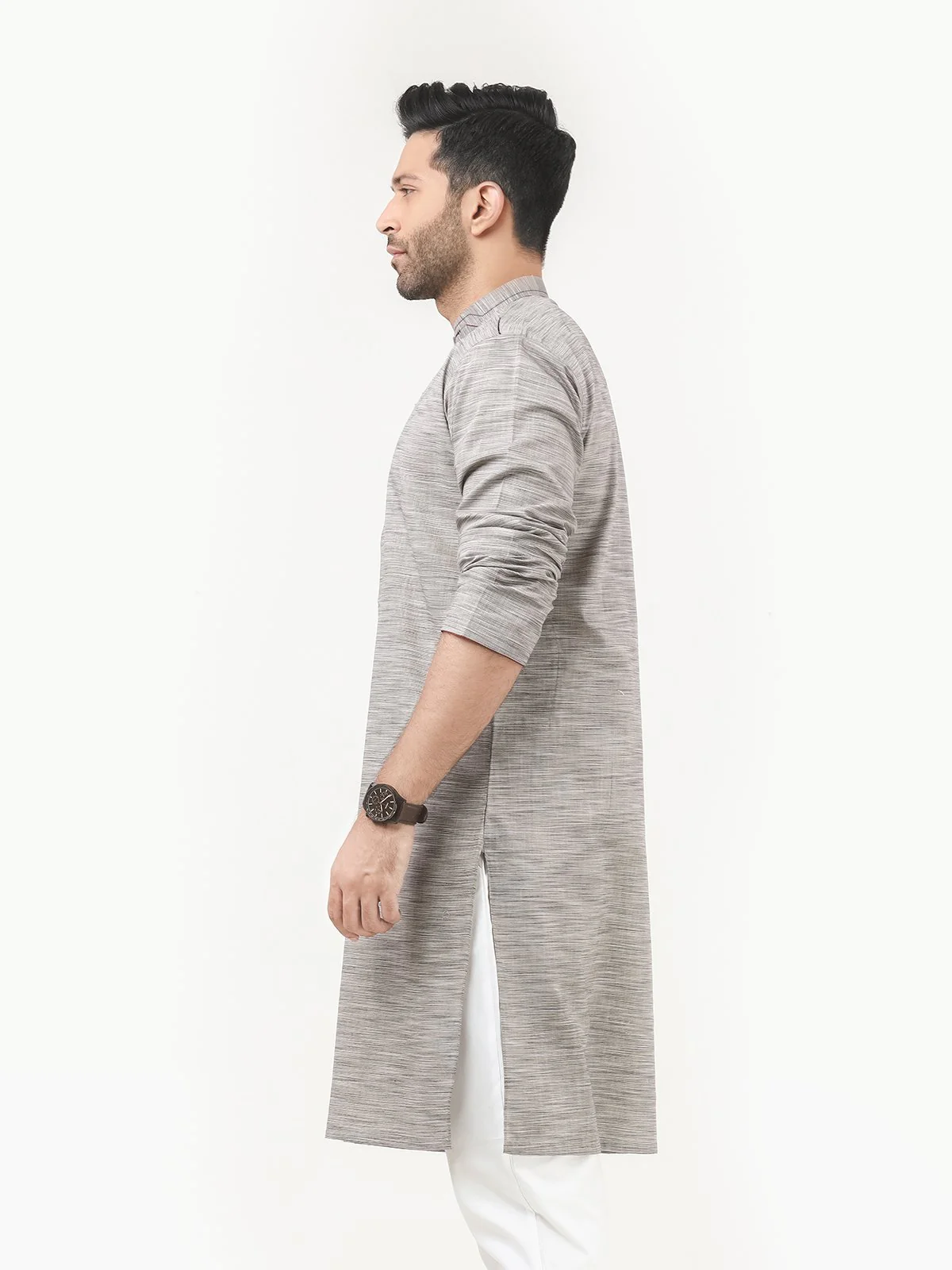 Men's Grey Kurta - EMTK22S-99215 - Image 3