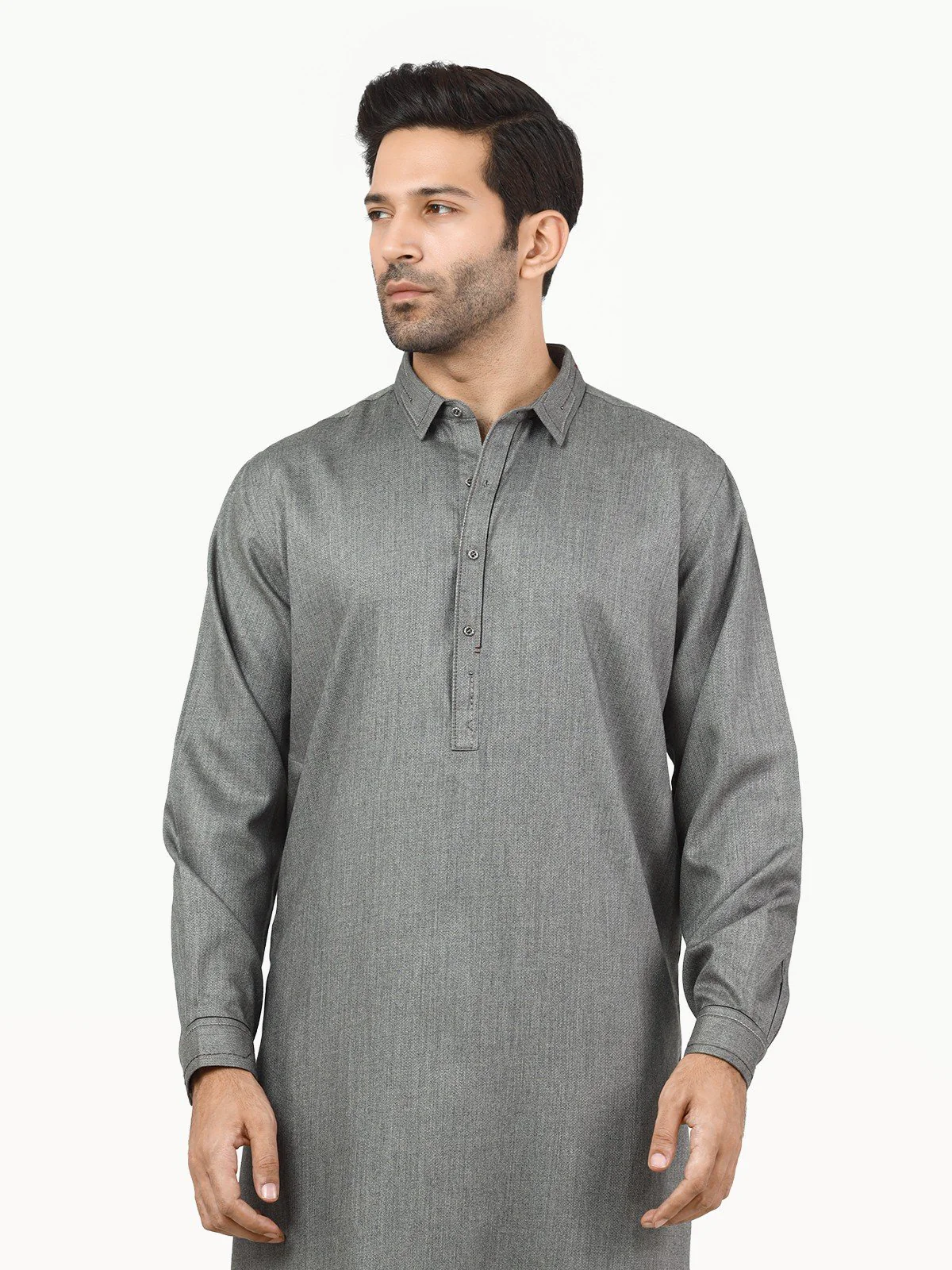Men's Grey Shalwar Kameez - EMTKS22W-40976 - Image 2