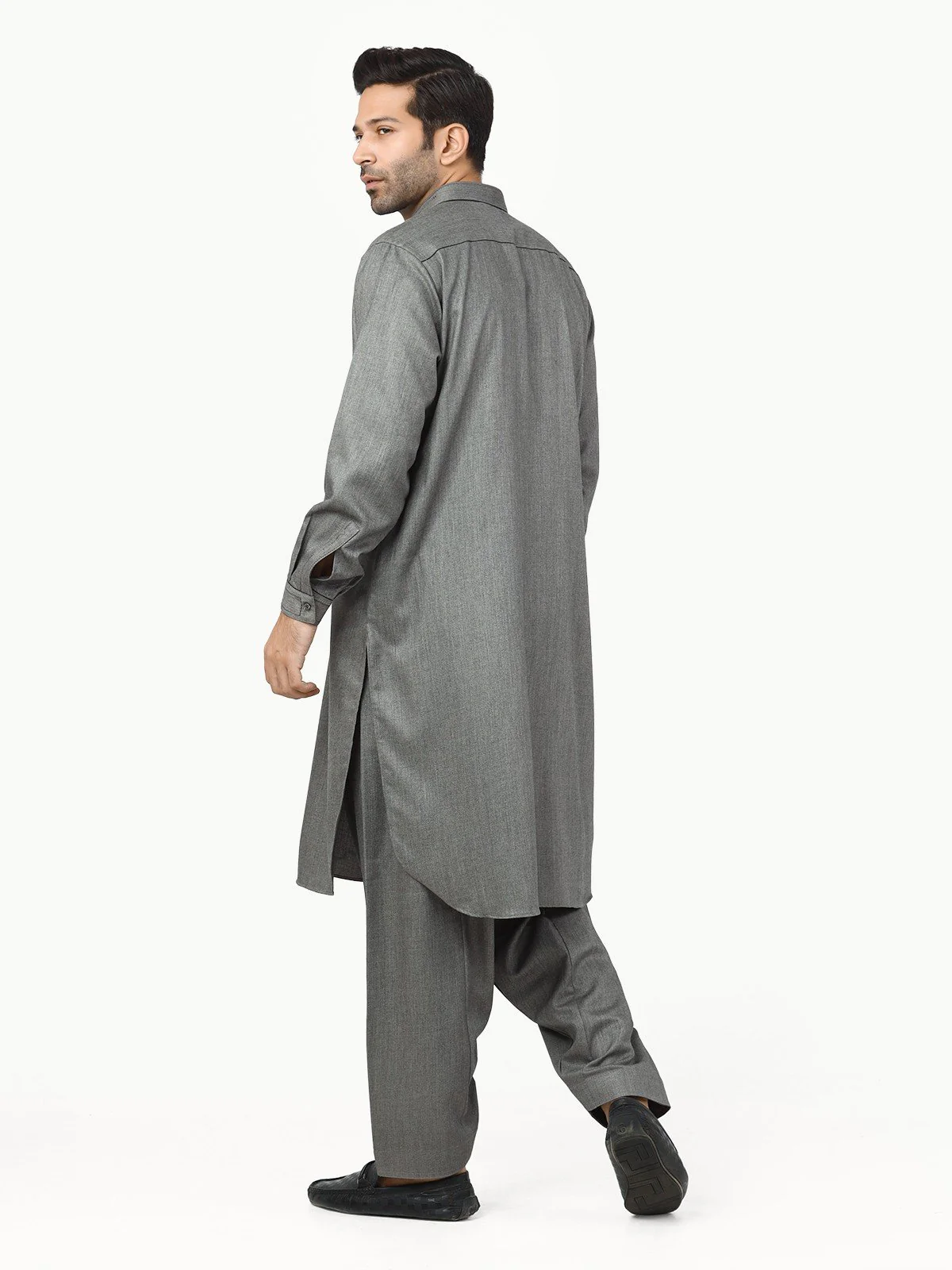 Men's Grey Shalwar Kameez - EMTKS22W-40976 - Image 5