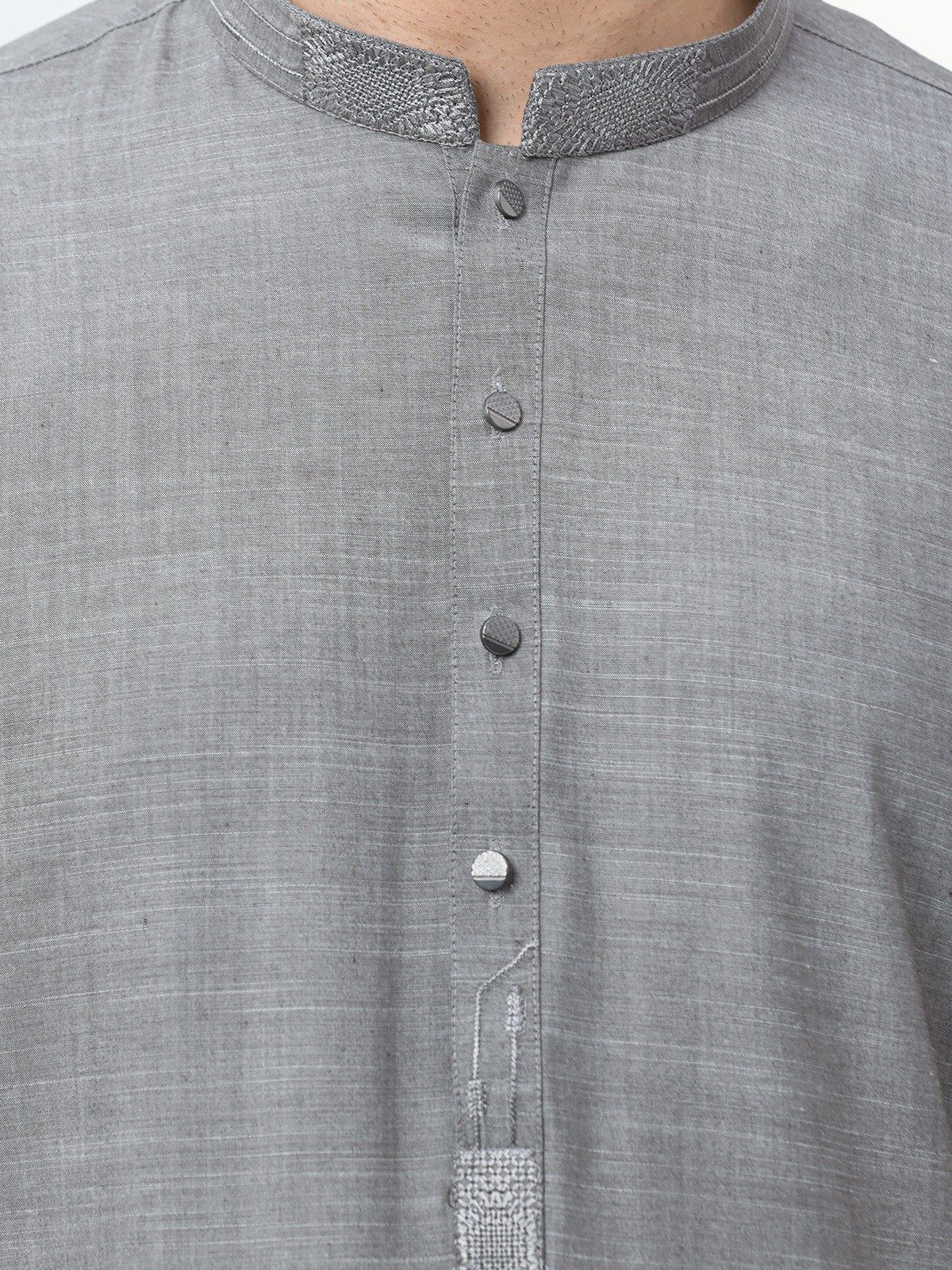 Men's Grey Shalwar Kameez - EMTKS23-40994 - Image 3