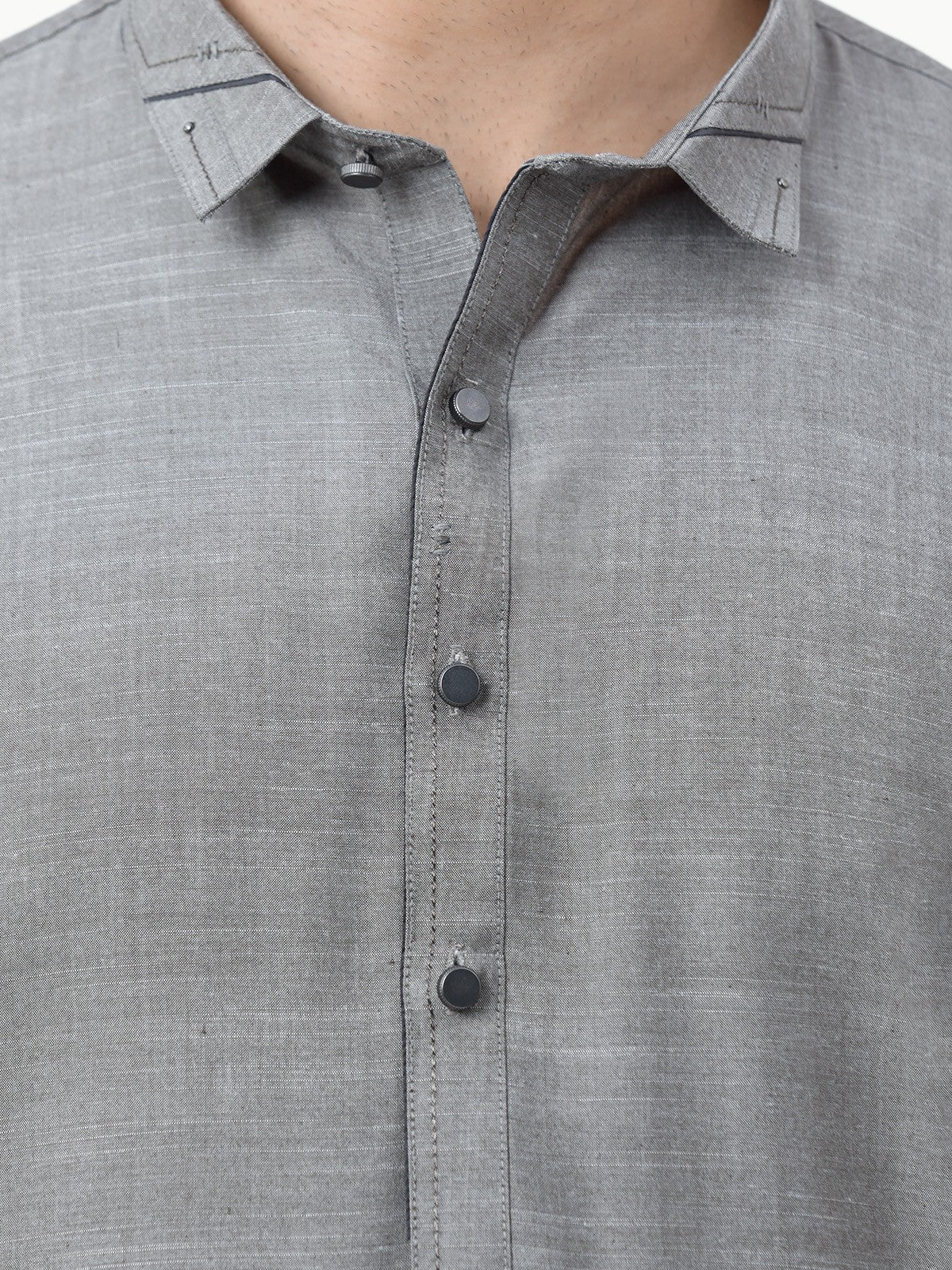 Men's Grey Shalwar Kameez - EMTKS23-40995 - Image 3