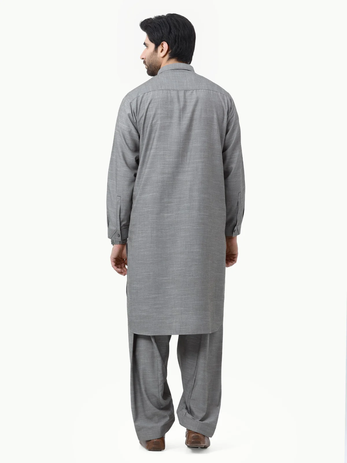 Men's Grey Shalwar Kameez - EMTKS23-40995 - Image 5