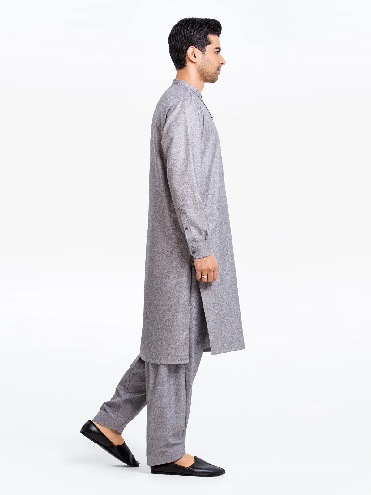 Men's Grey Shalwar Kameez - EMTKS23-41033 - Image 2