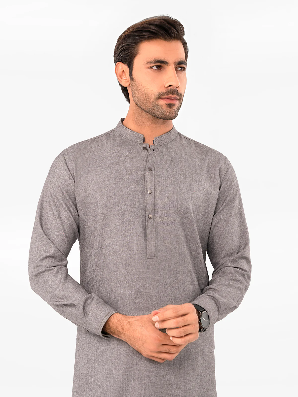 Men's Grey Shalwar Kameez - EMTKS23-41034 - Image 2