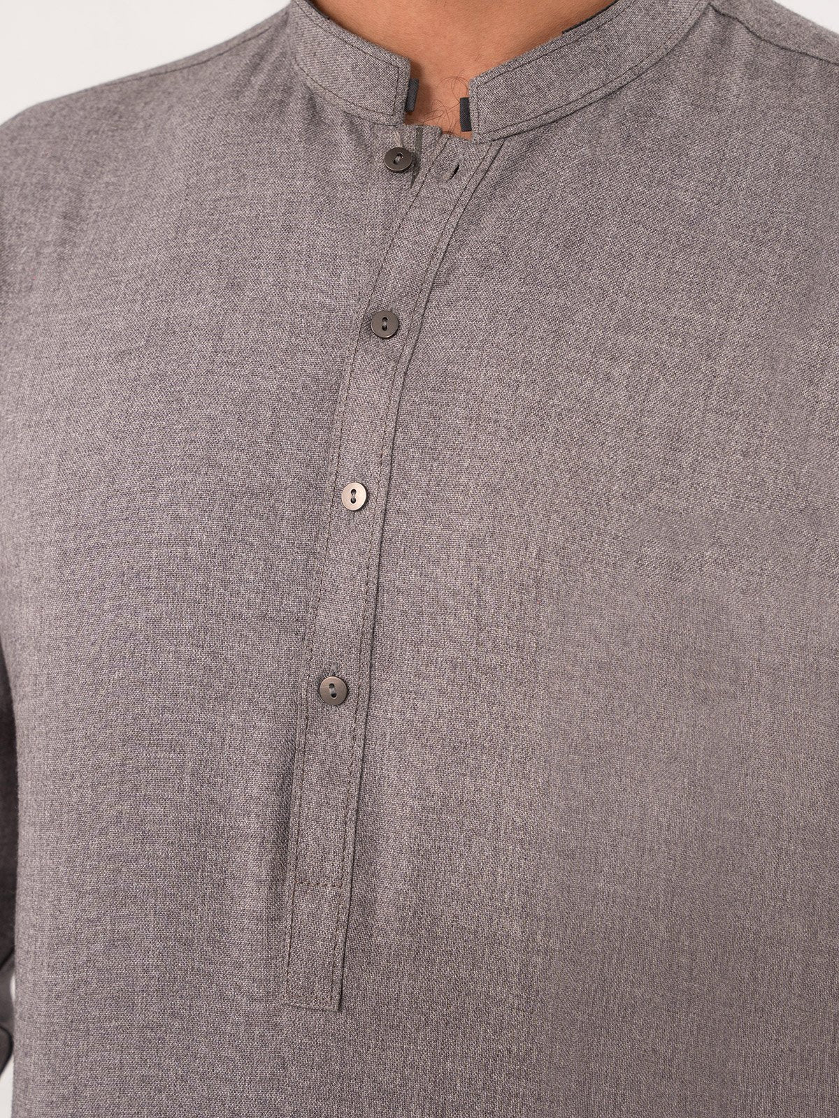 Men's Grey Shalwar Kameez - EMTKS23-41034 - Image 4