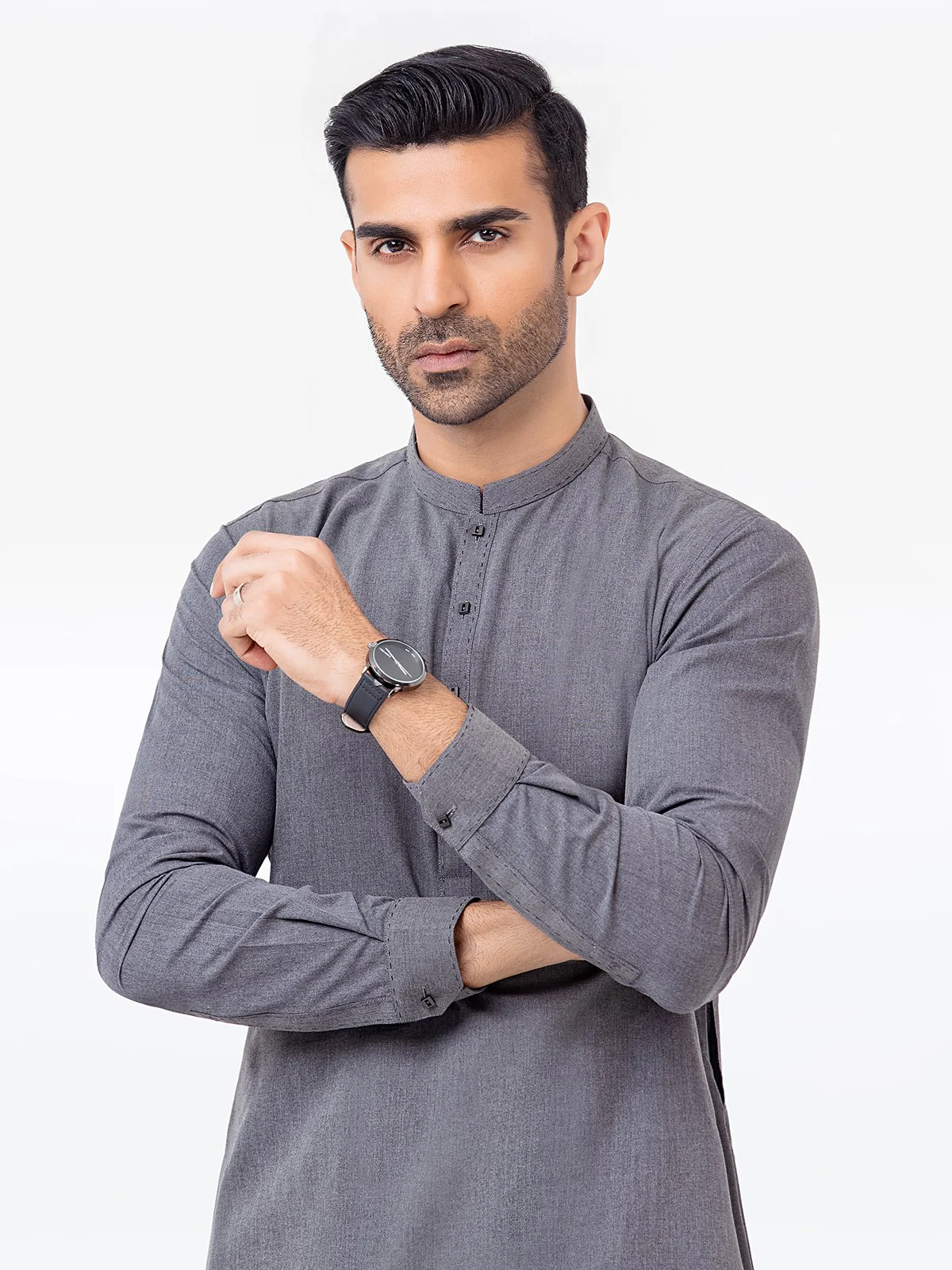 Men's Grey Shalwar Kameez - EMTKS23-41037 - Image 2