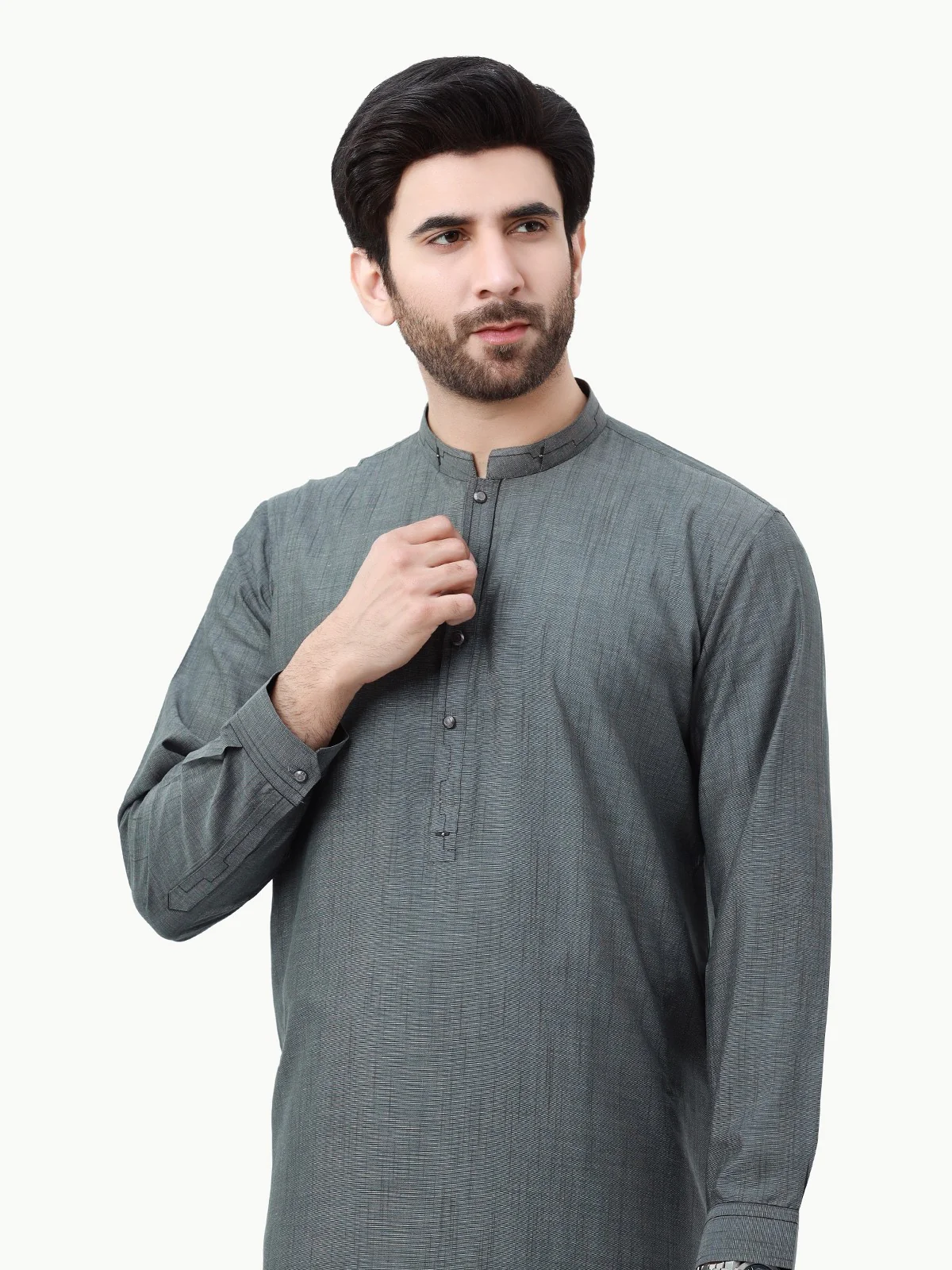 Men's Grey Shalwar Kameez - EMTSW23-99309 - Image 2
