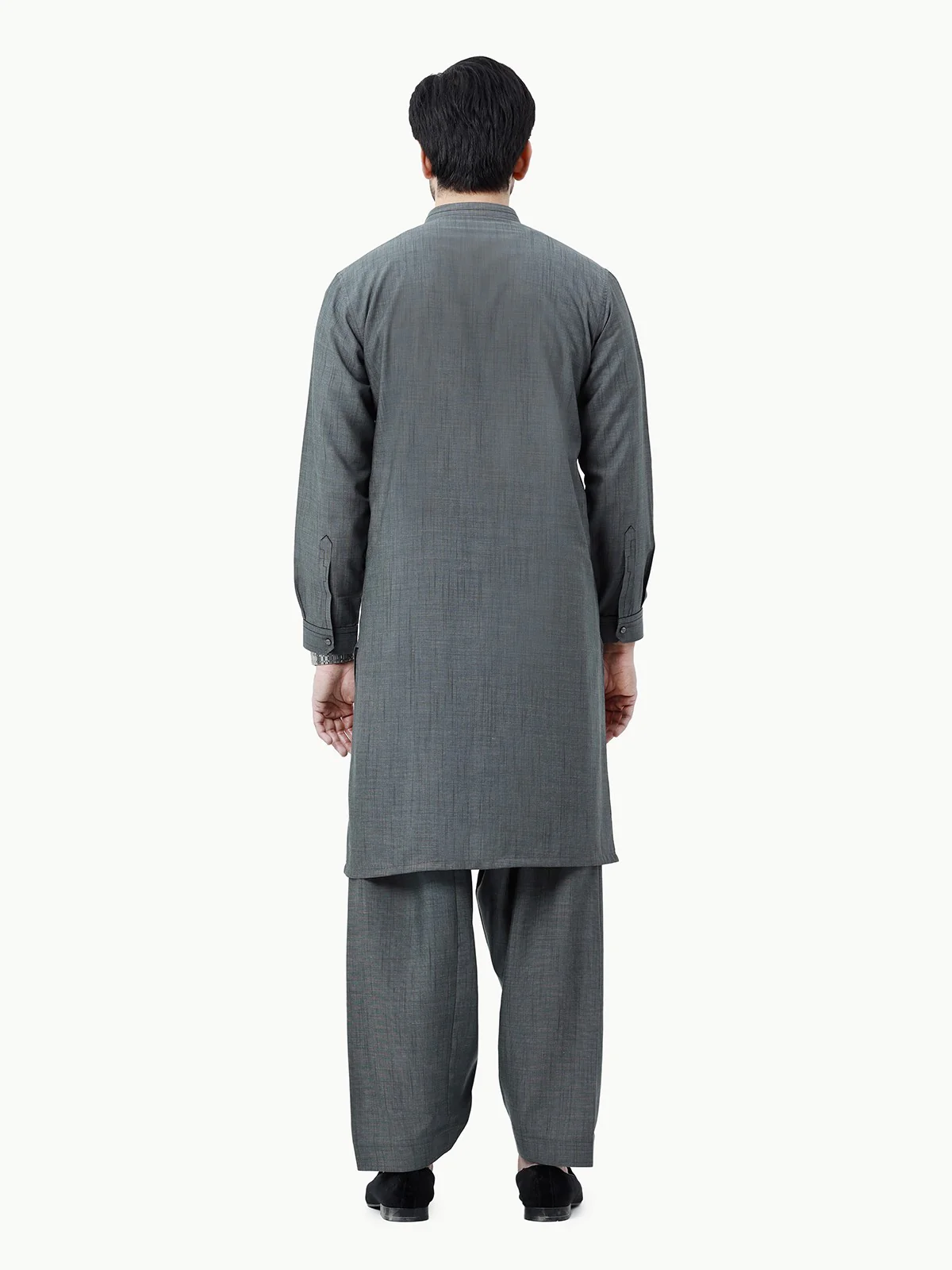Men's Grey Shalwar Kameez - EMTSW23-99309 - Image 3