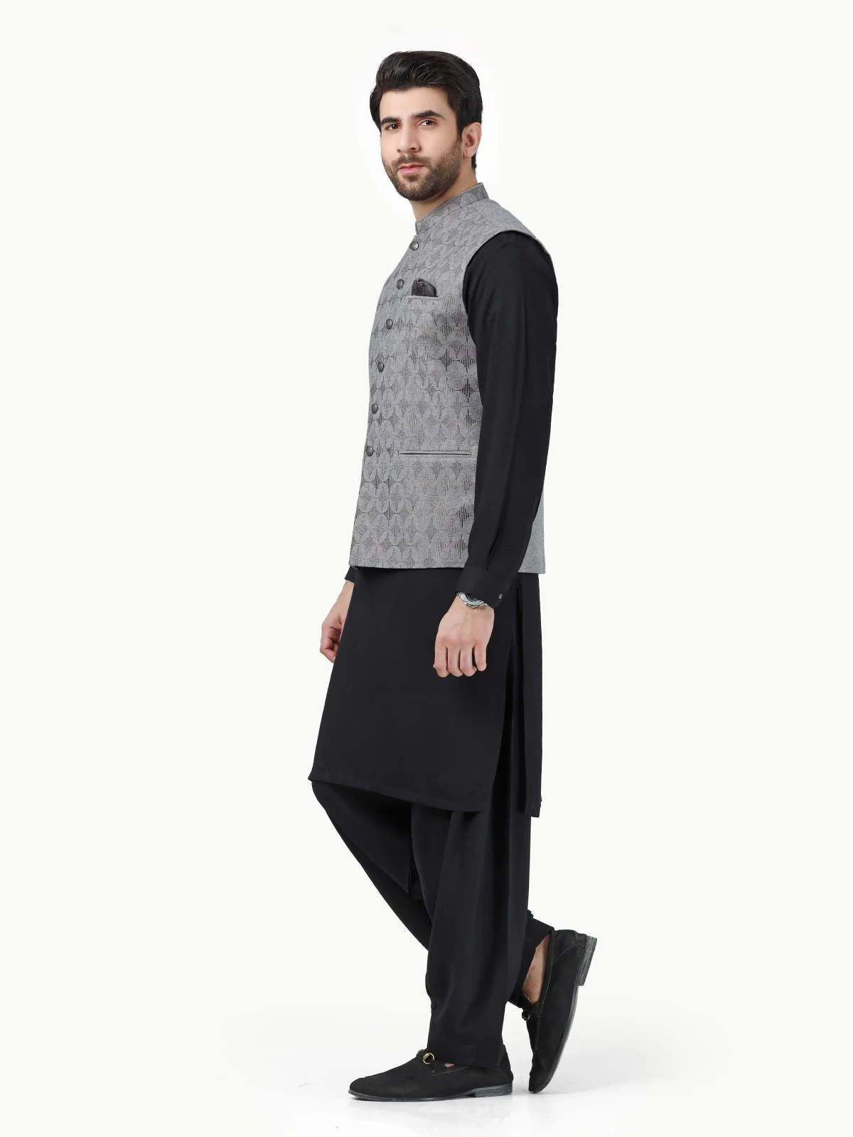 Men's Grey Waist Coat Ceremonial - EMTWCC22-123 - Image 3