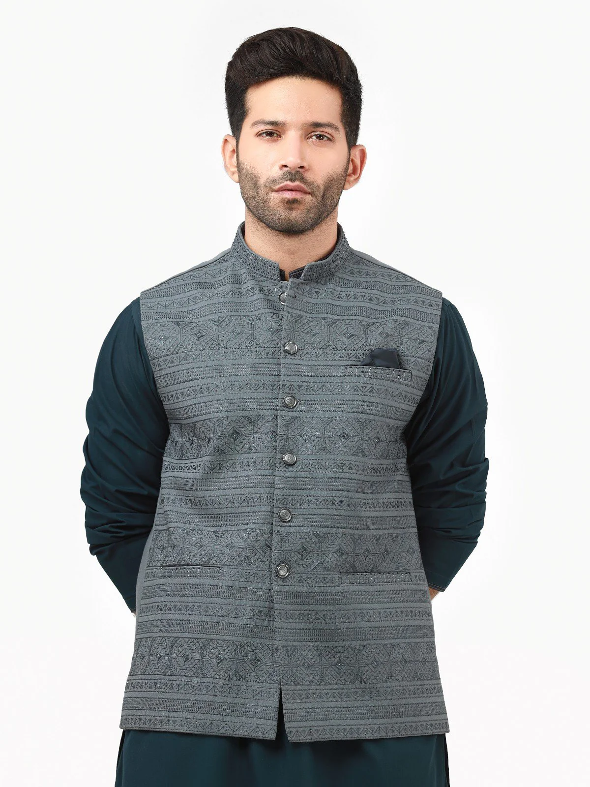 Men's Grey Waist Coat Ceremonial - EMTWCC22-125 - Image 2