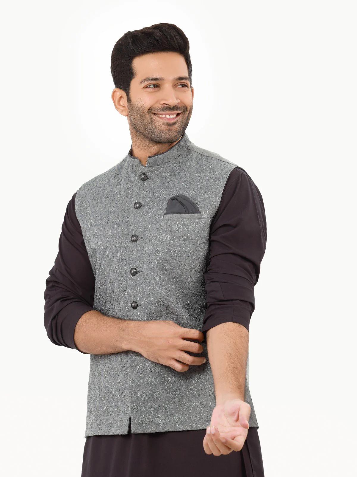 Men's Grey Waist Coat Ceremonial - EMTWCC22-137 - Image 2