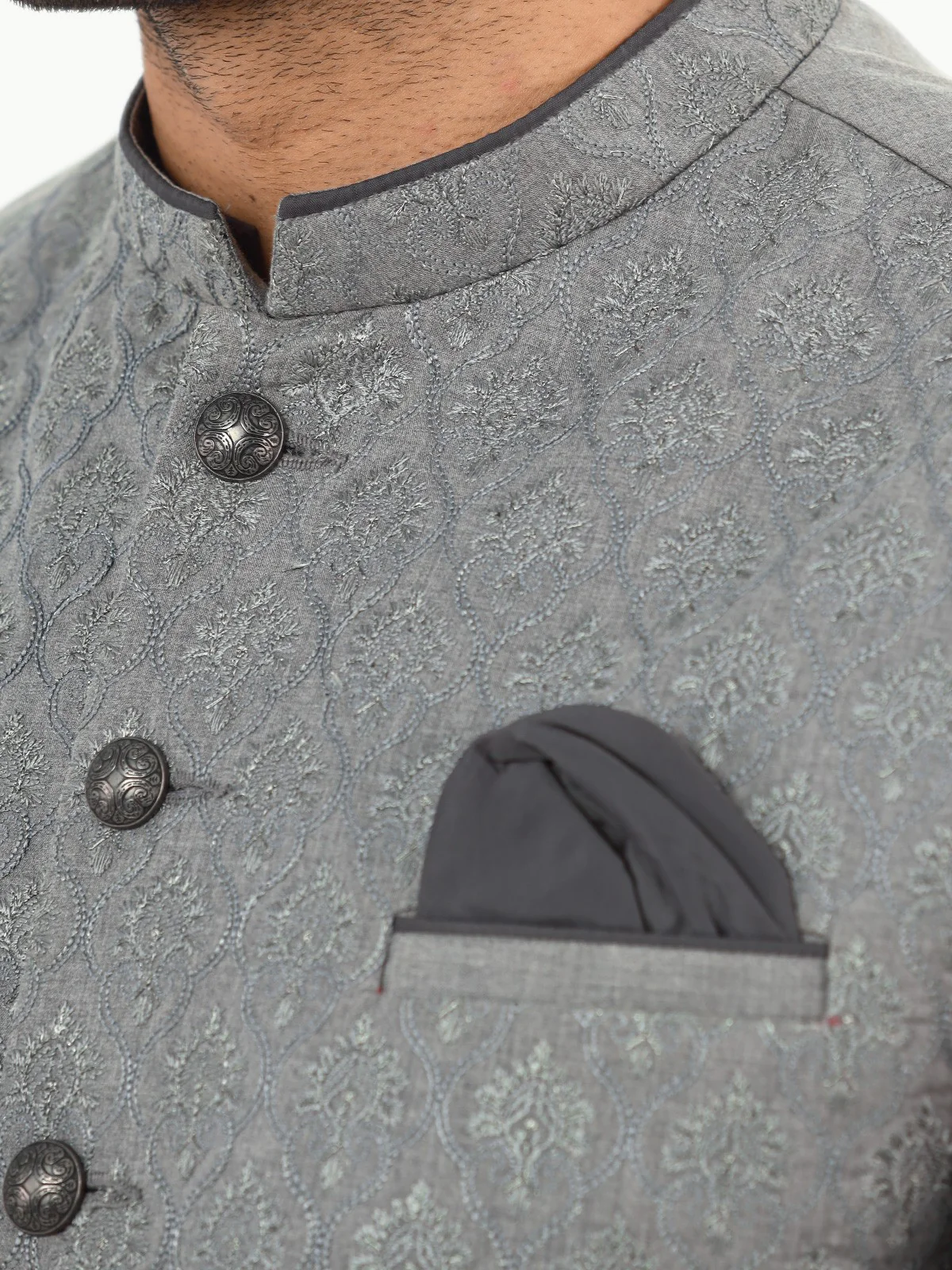 Men's Grey Waist Coat Ceremonial - EMTWCC22-137 - Image 4