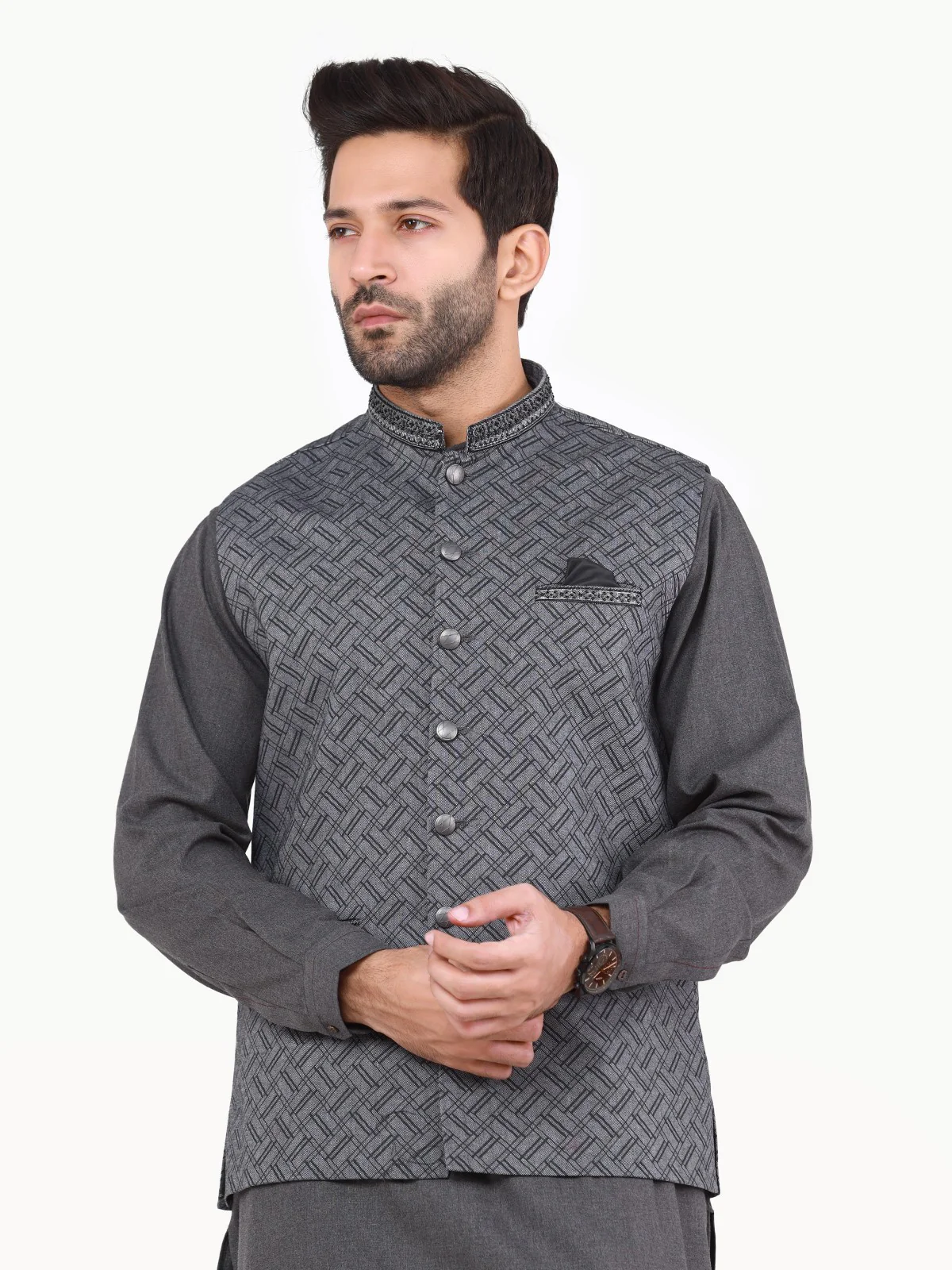 Men's Grey Waist Coat Ceremonial - EMTWCC22-142 - Image 2