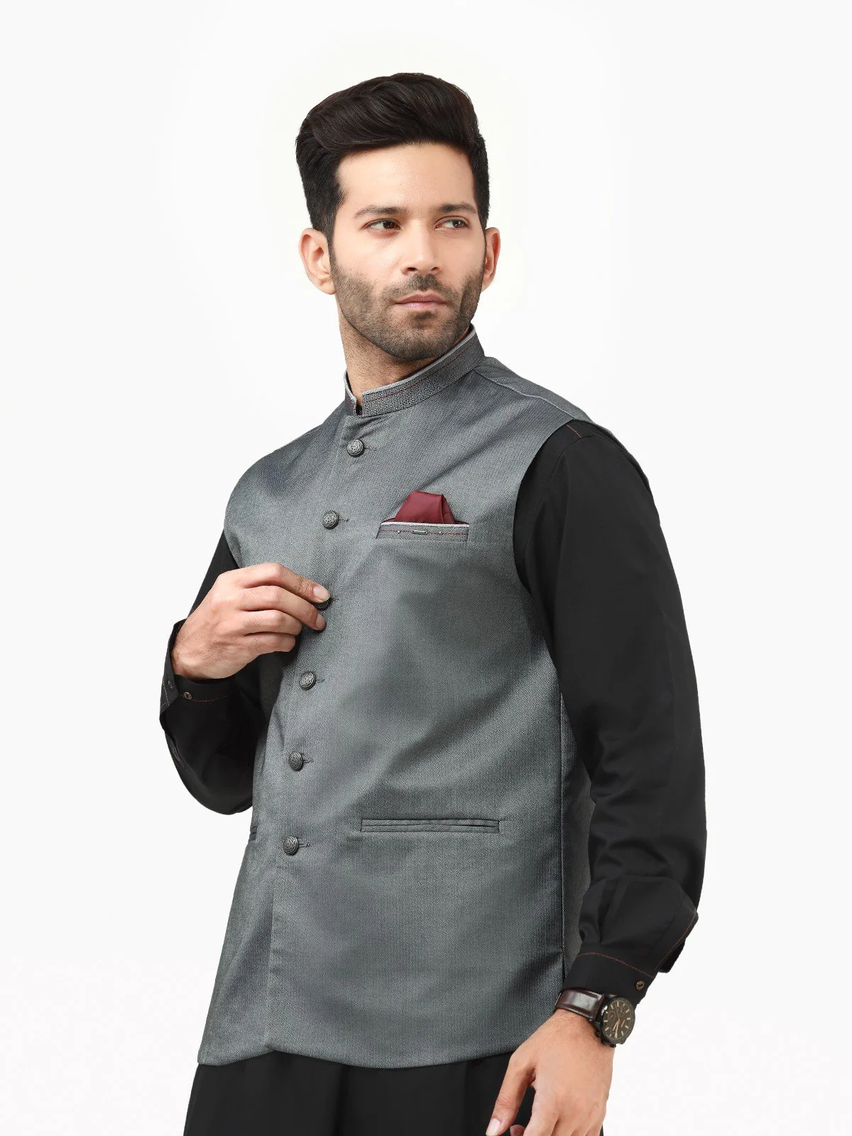 Men's Grey Waist Coat - EMTWC22-35796 - Image 2
