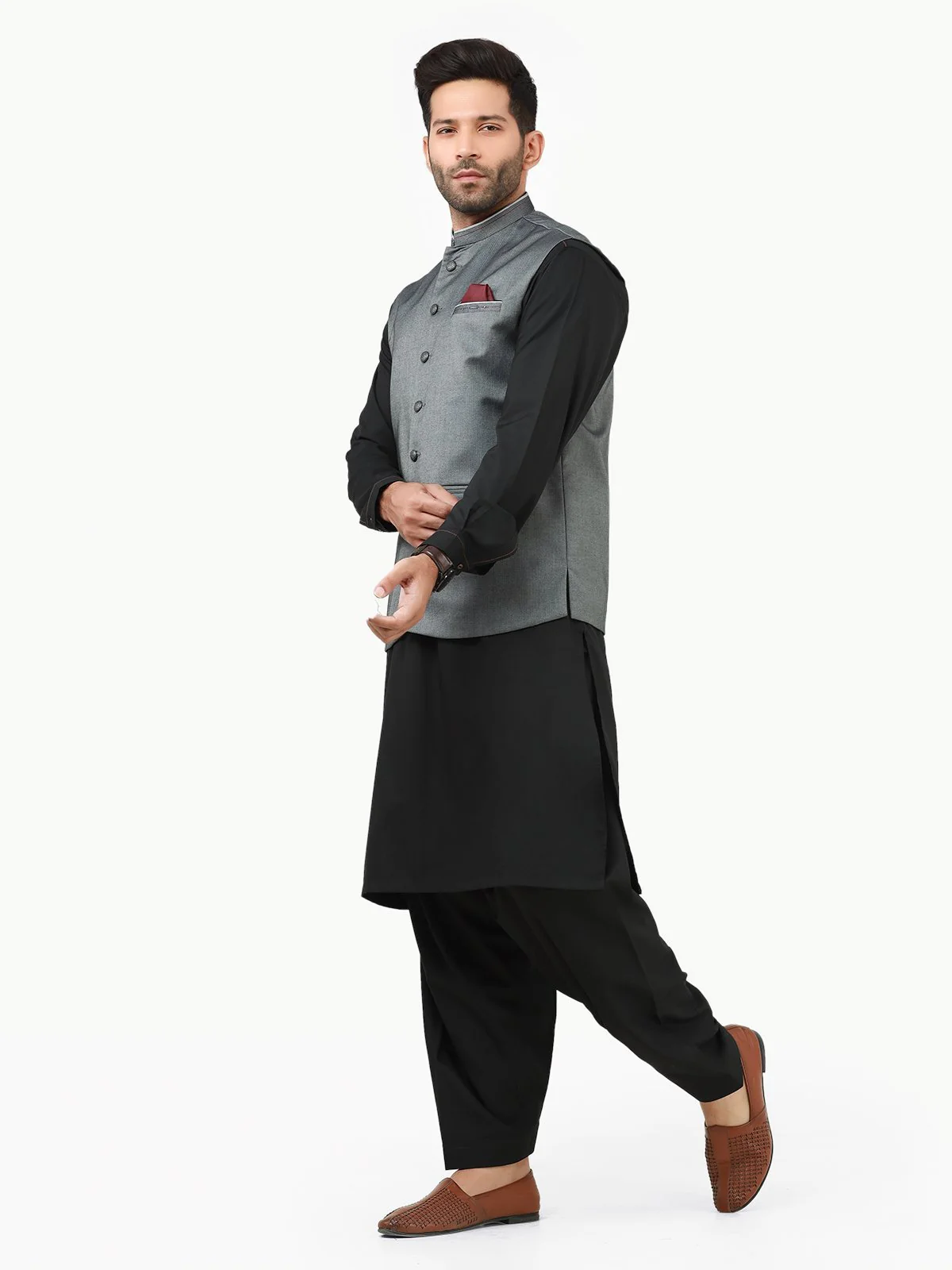 Men's Grey Waist Coat - EMTWC22-35796 - Image 3