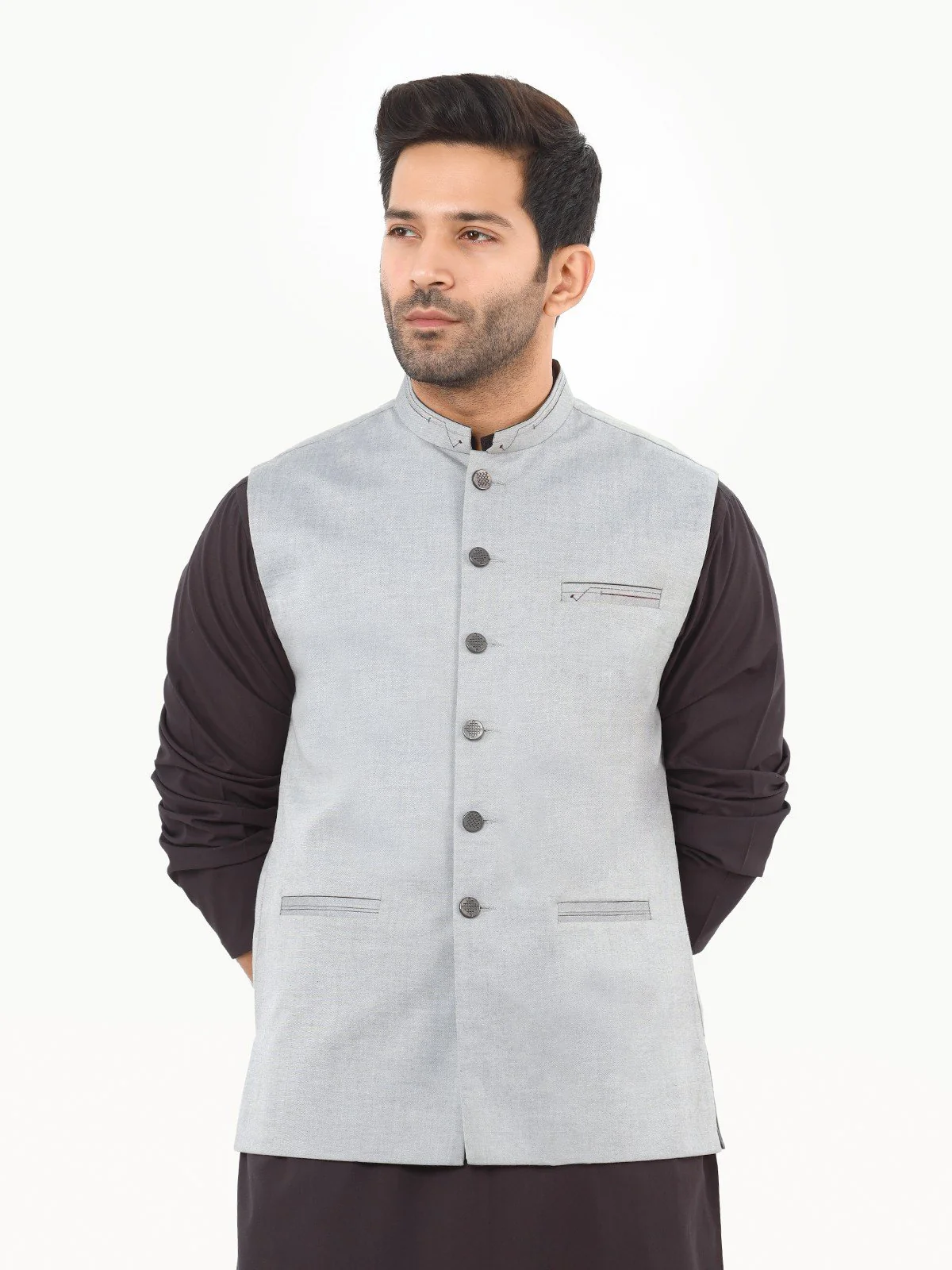 Men's Grey Waist Coat - EMTWC22-35798 - Image 4