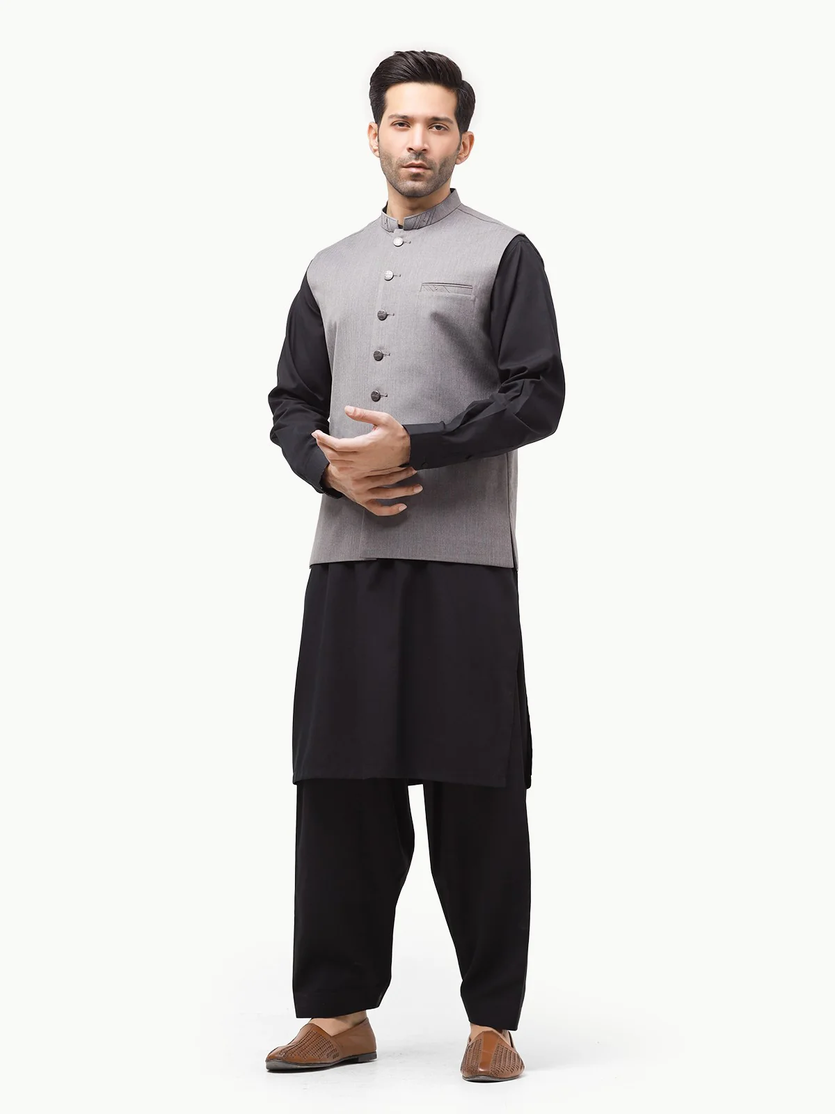 Men's Grey Waist Coat - EMTWC23-35864