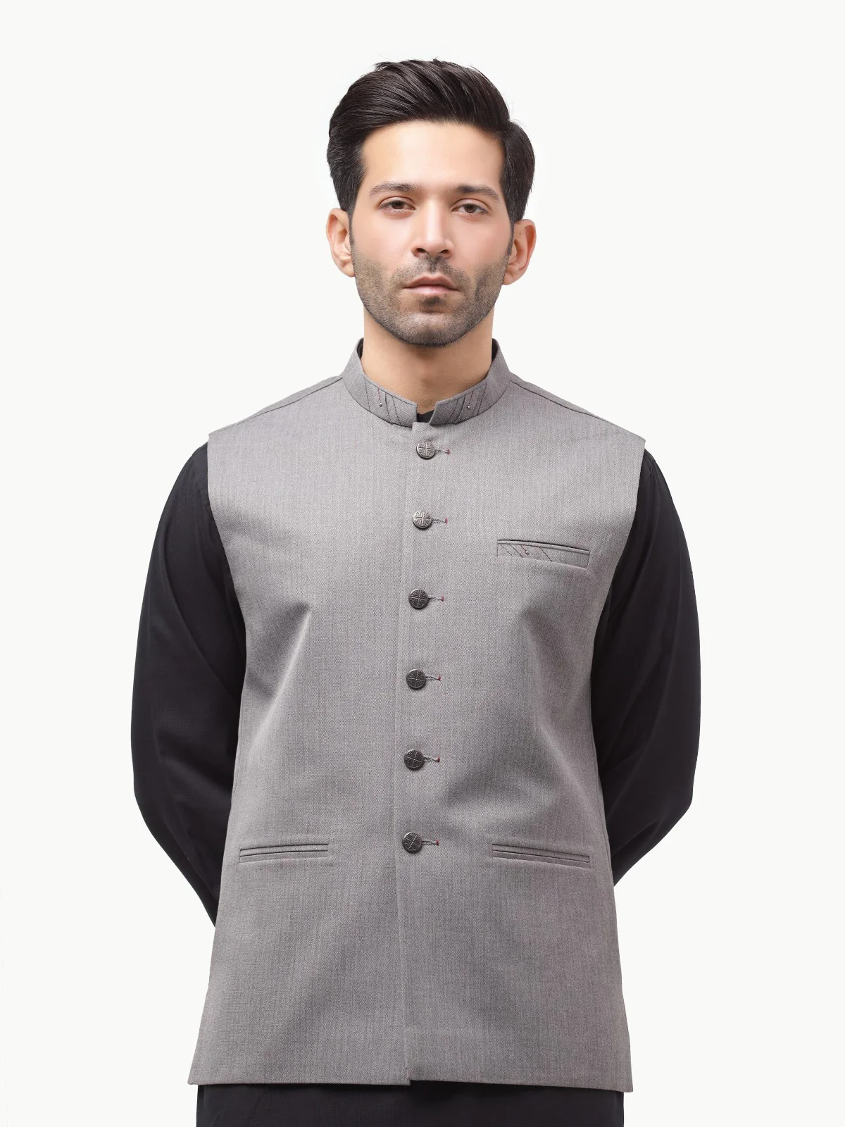 Men's Grey Waist Coat - EMTWC23-35864 - Image 2