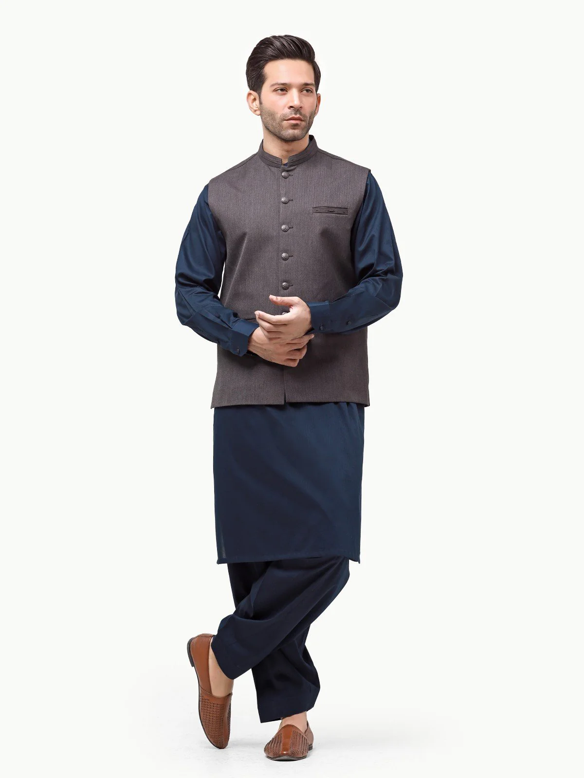 Men's Grey Waist Coat - EMTWC23-35866