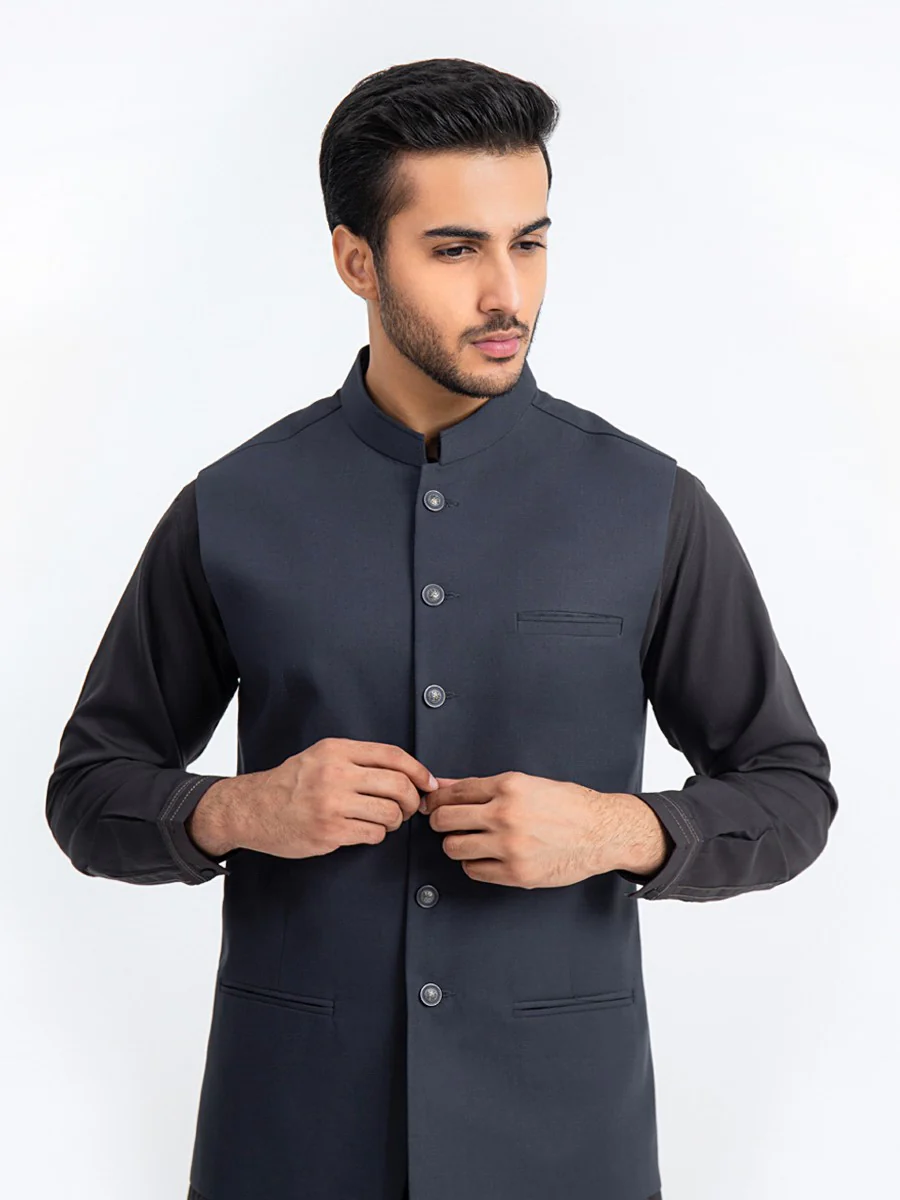 Men's Grey Waist Coat - EMTWC23-35893 - Image 2