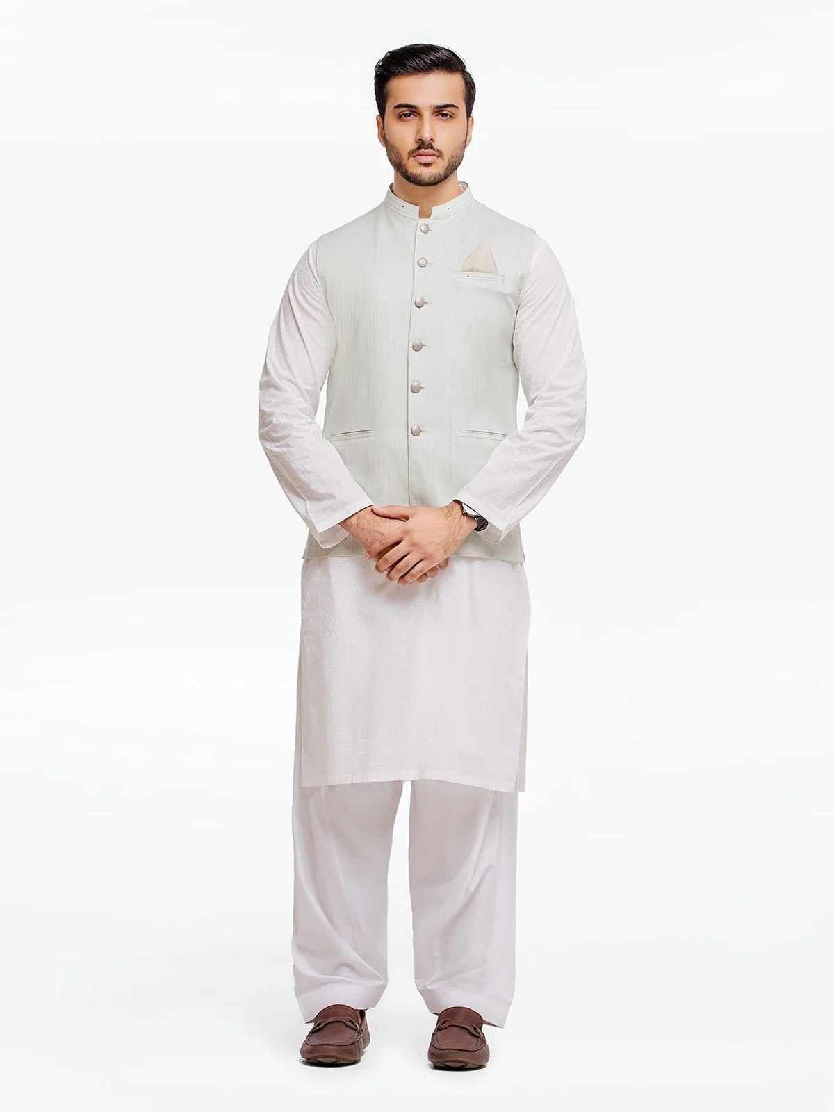 Men's Ice Green Waist Coat - EMTWC23-35877 - Image 2