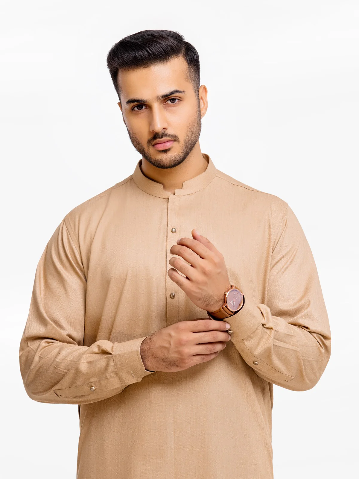 Men's Khaki Shalwar Kameez - EMTSW23-99373 - Image 2
