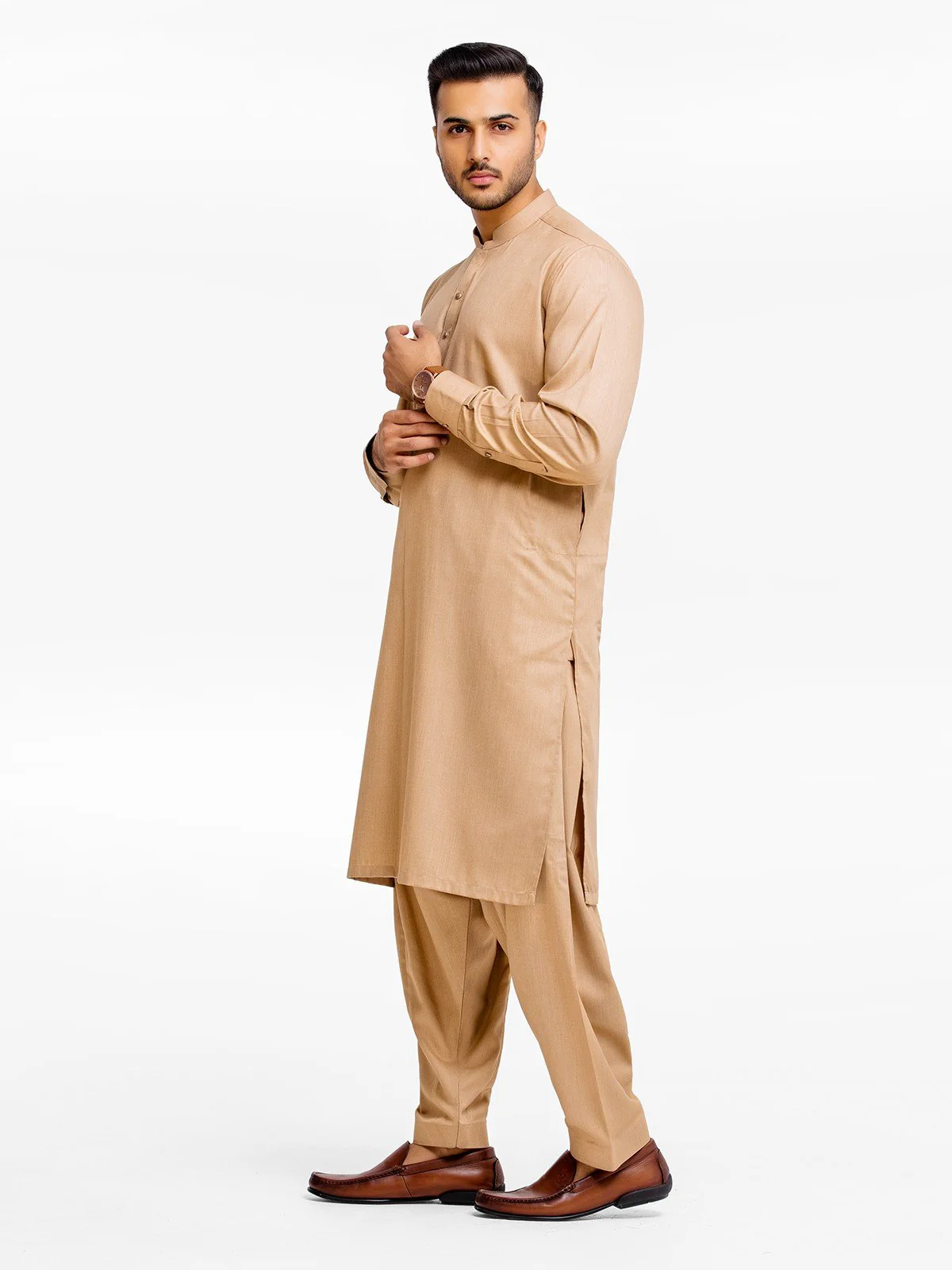 Men's Khaki Shalwar Kameez - EMTSW23-99373 - Image 3