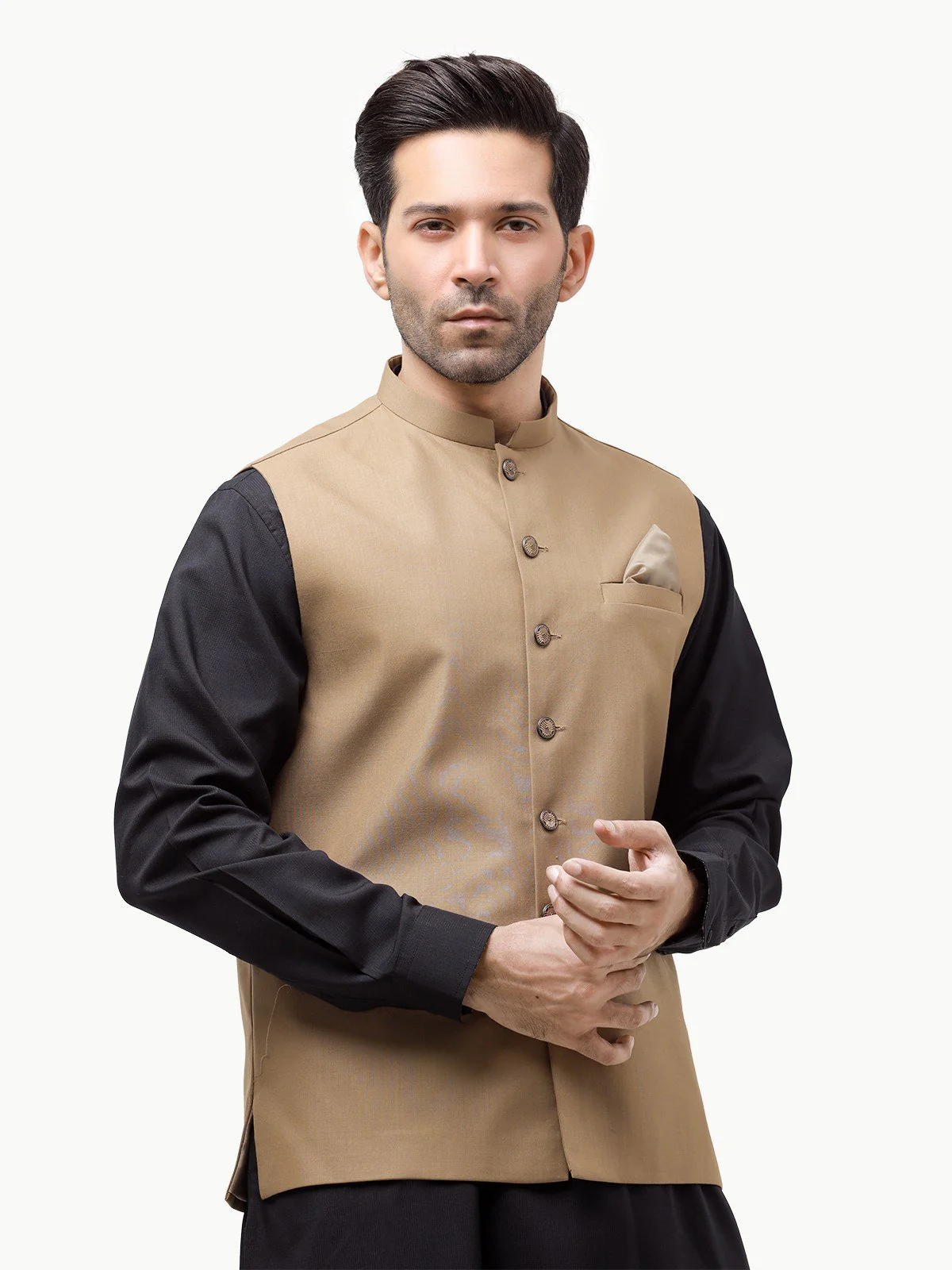 Men's Khaki Waist Coat - EMTWC23-35869 - Image 2