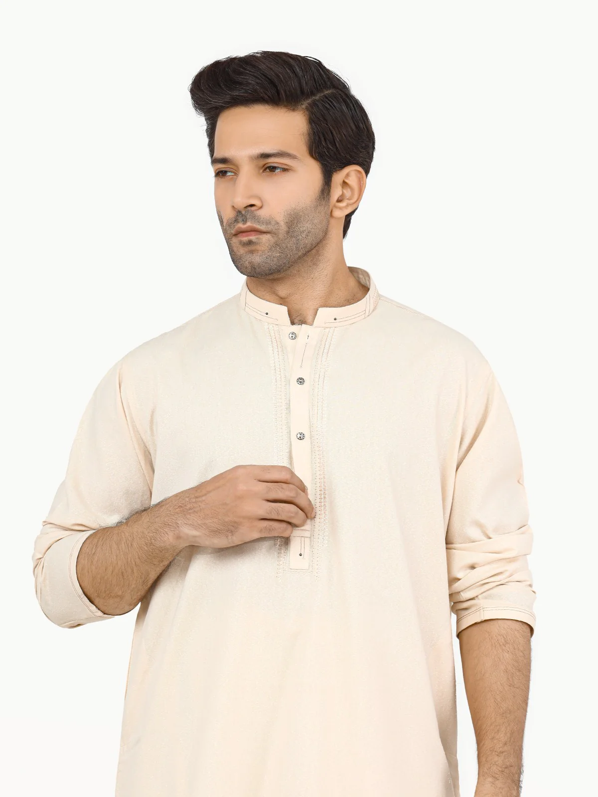 Men's Light Beige Shalwar Kameez - EMTKS22S-40948 - Image 2