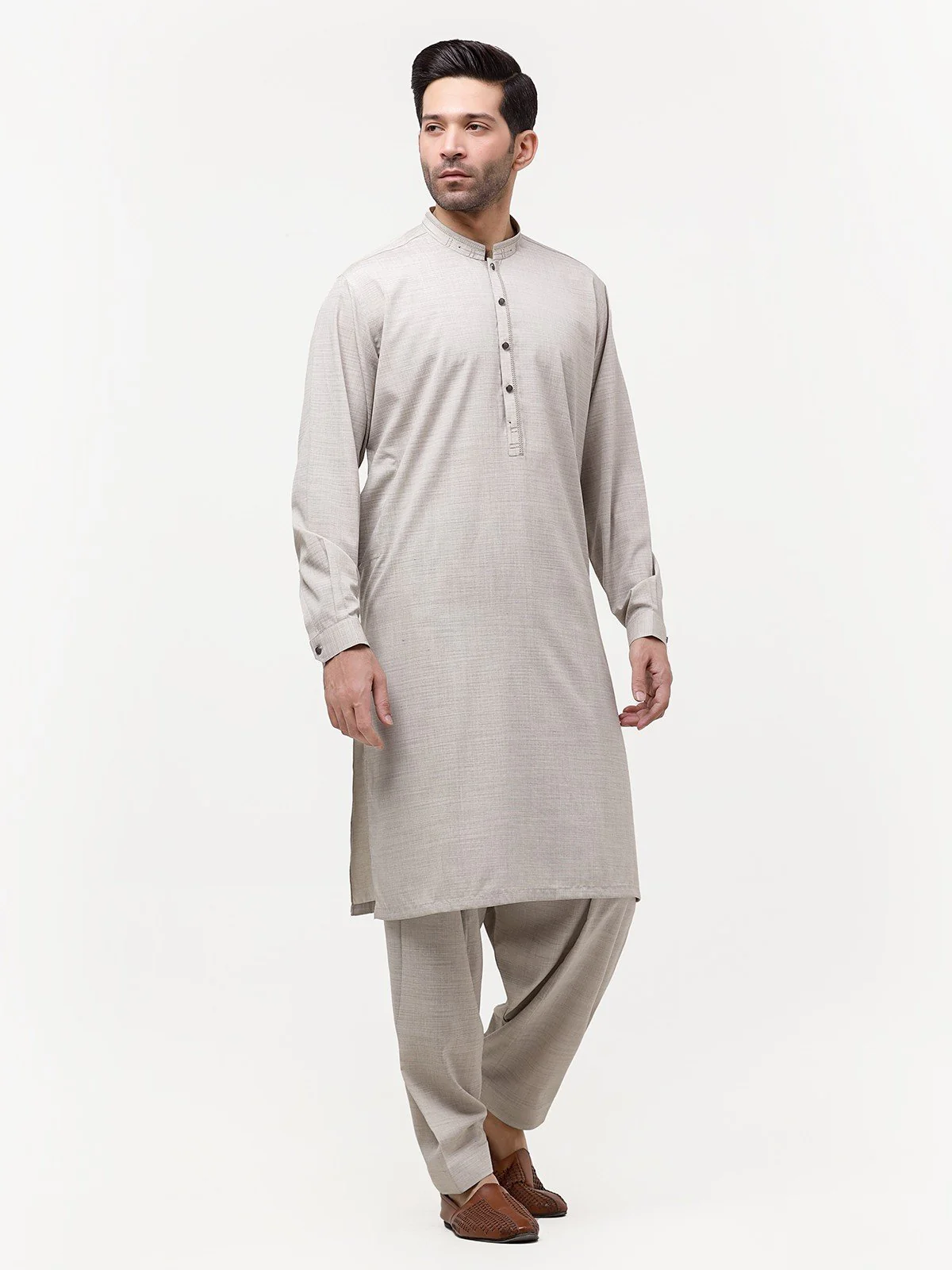 Men's Light Beige Shalwar Kameez - EMTKS23-41004