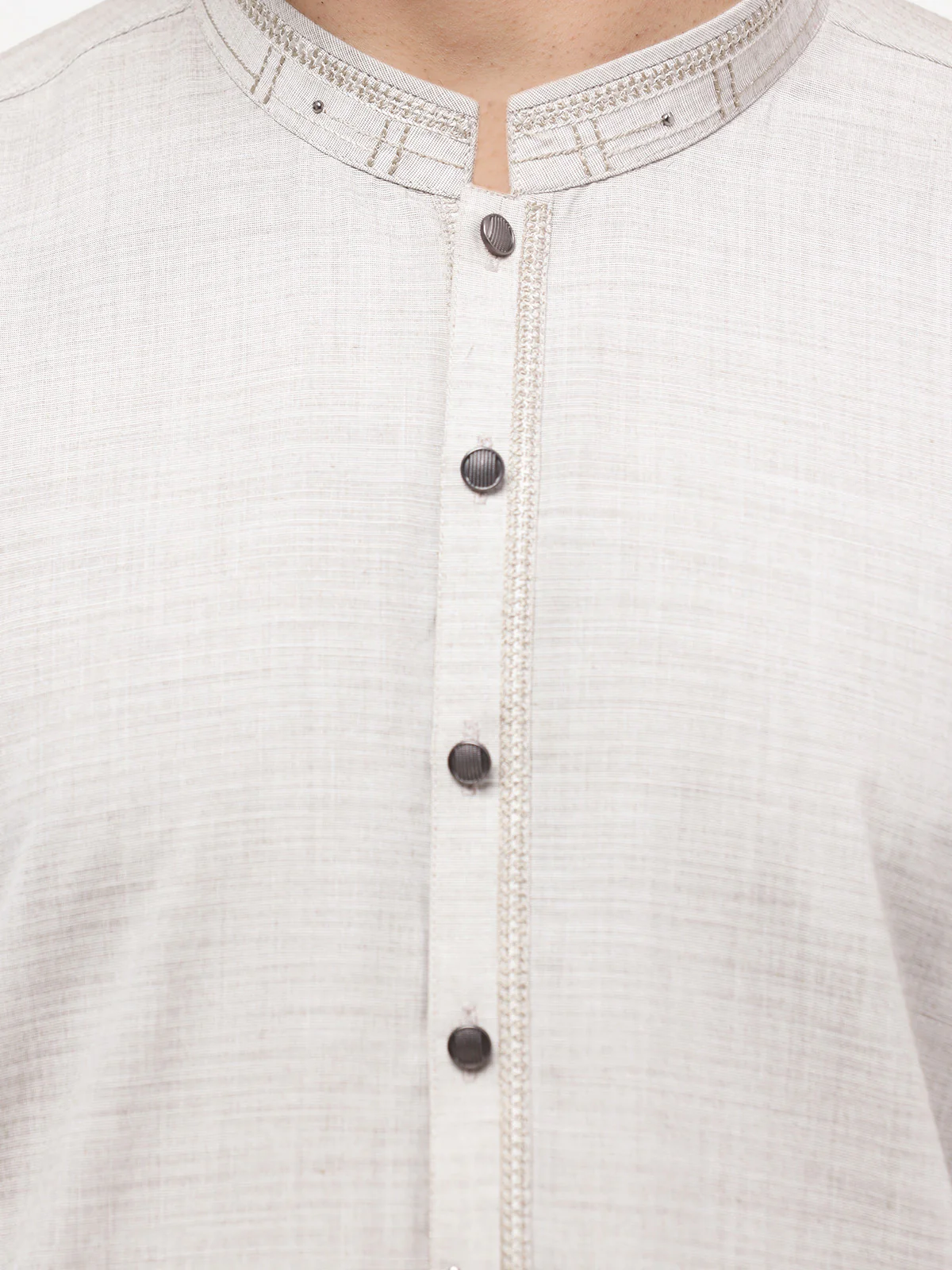Men's Light Beige Shalwar Kameez - EMTKS23-41004 - Image 5